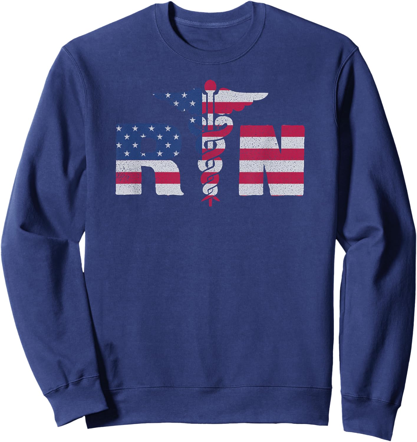 Nurse Appreciation Gift Shirt RN American Flag July 4th Sweatshirt - Sweatshirt | Navy