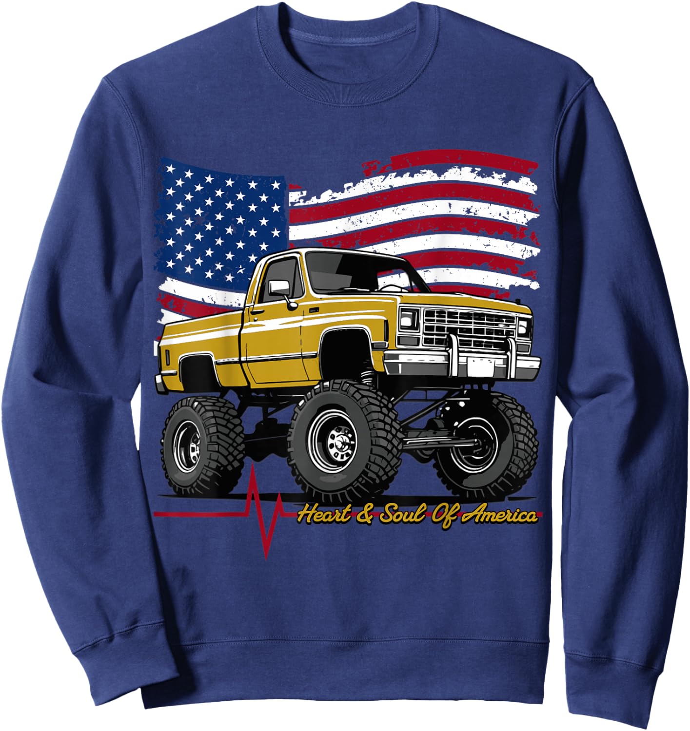 Lifted 4wd Squarebody Truck Vintage Classic American Freedom Sweatshirt - Sweatshirt | Navy