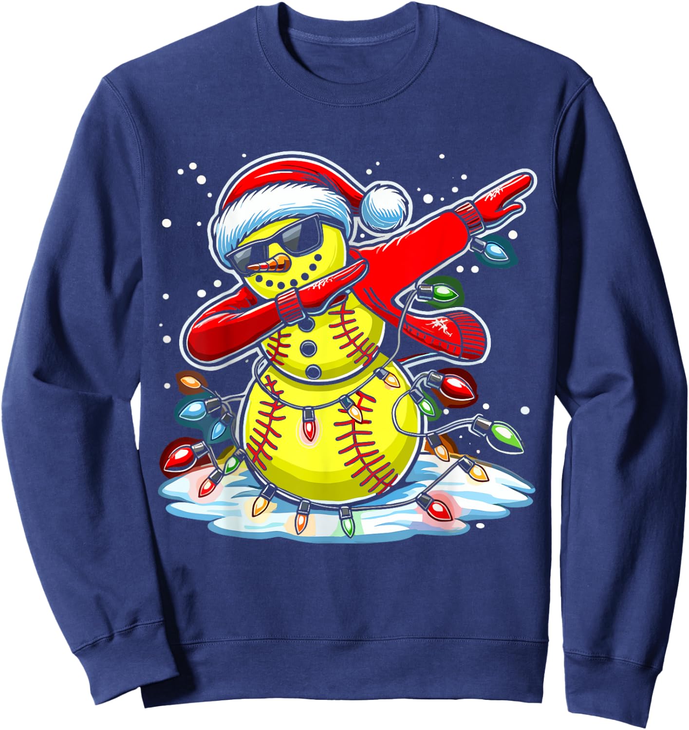 Dabbing Christmas Softball Snowman Girls, Softball Christmas Sweatshirt - Sweatshirt | Navy