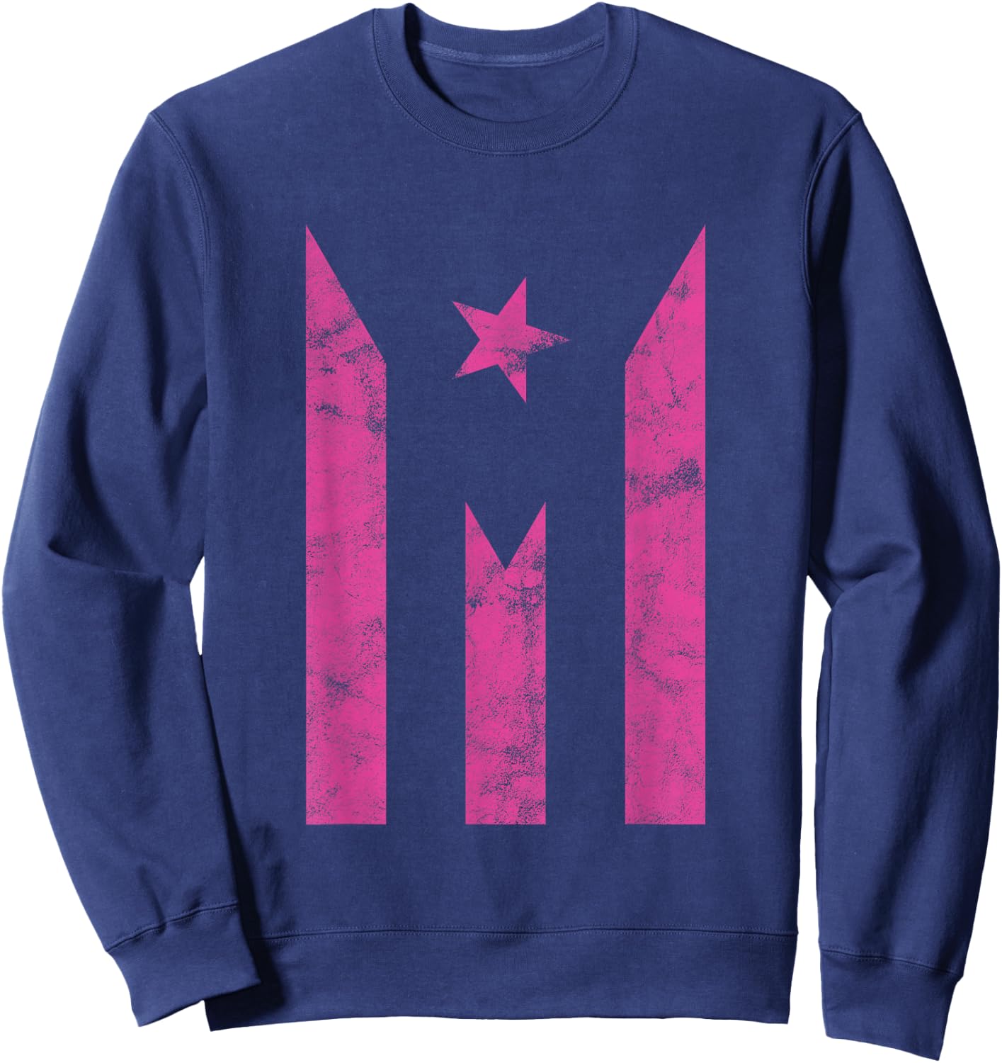 Boricua Puerto Rico Strong Puerto Rican Flag - Pink Sweatshirt - Sweatshirt | Navy