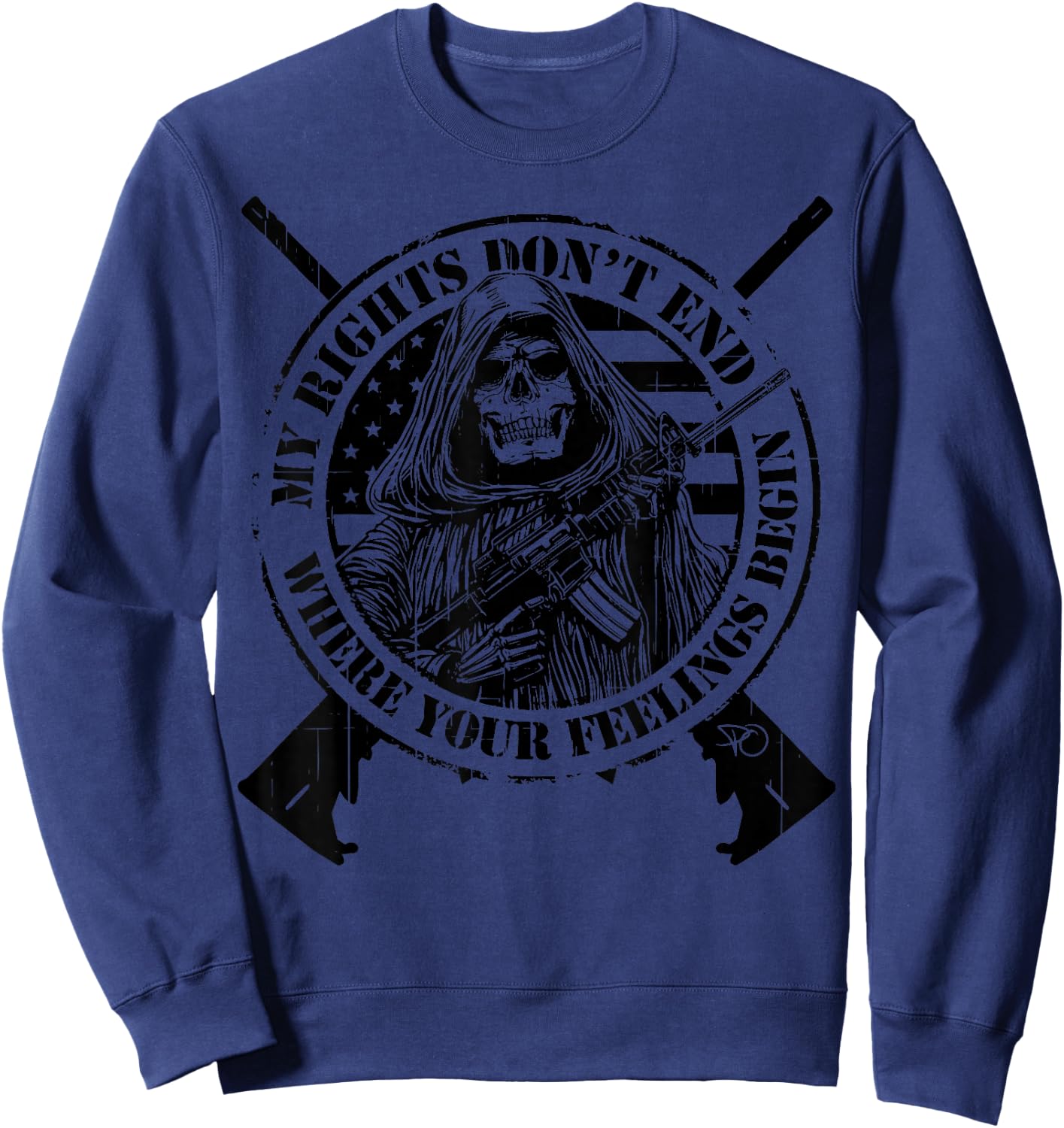 AR-15 My Rights Don’t End Where Your Feelings Begin Skull Sweatshirt - Sweatshirt | Navy