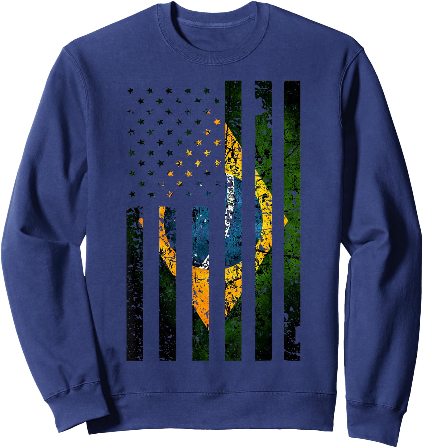 Brazil Brazilian Roots American Flag | Half Brasil Half USA Kids Men Sweatshirt - Sweatshirt | Navy