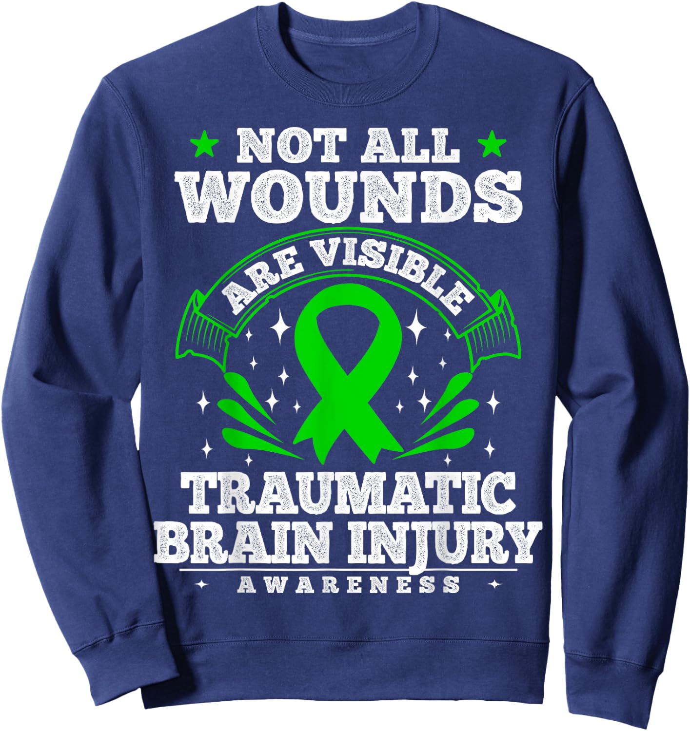Traumatic Brain Injury Survivor - TBI Awareness Ribbon Sweatshirt - Sweatshirt | Navy