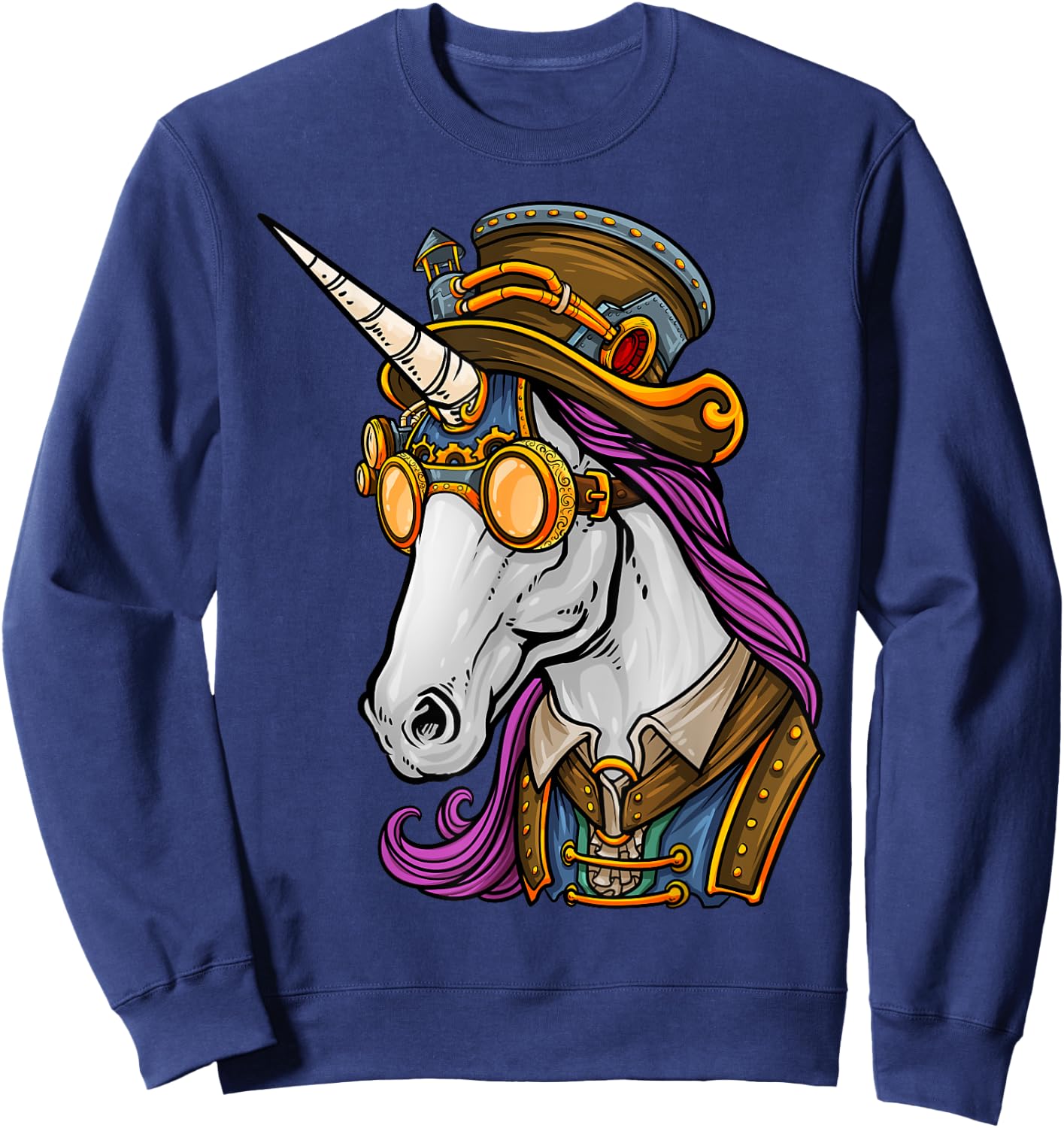 Steampunk Gothic Unicorn Mechanical Animal Unicorn Lover Sweatshirt - Sweatshirt | Navy