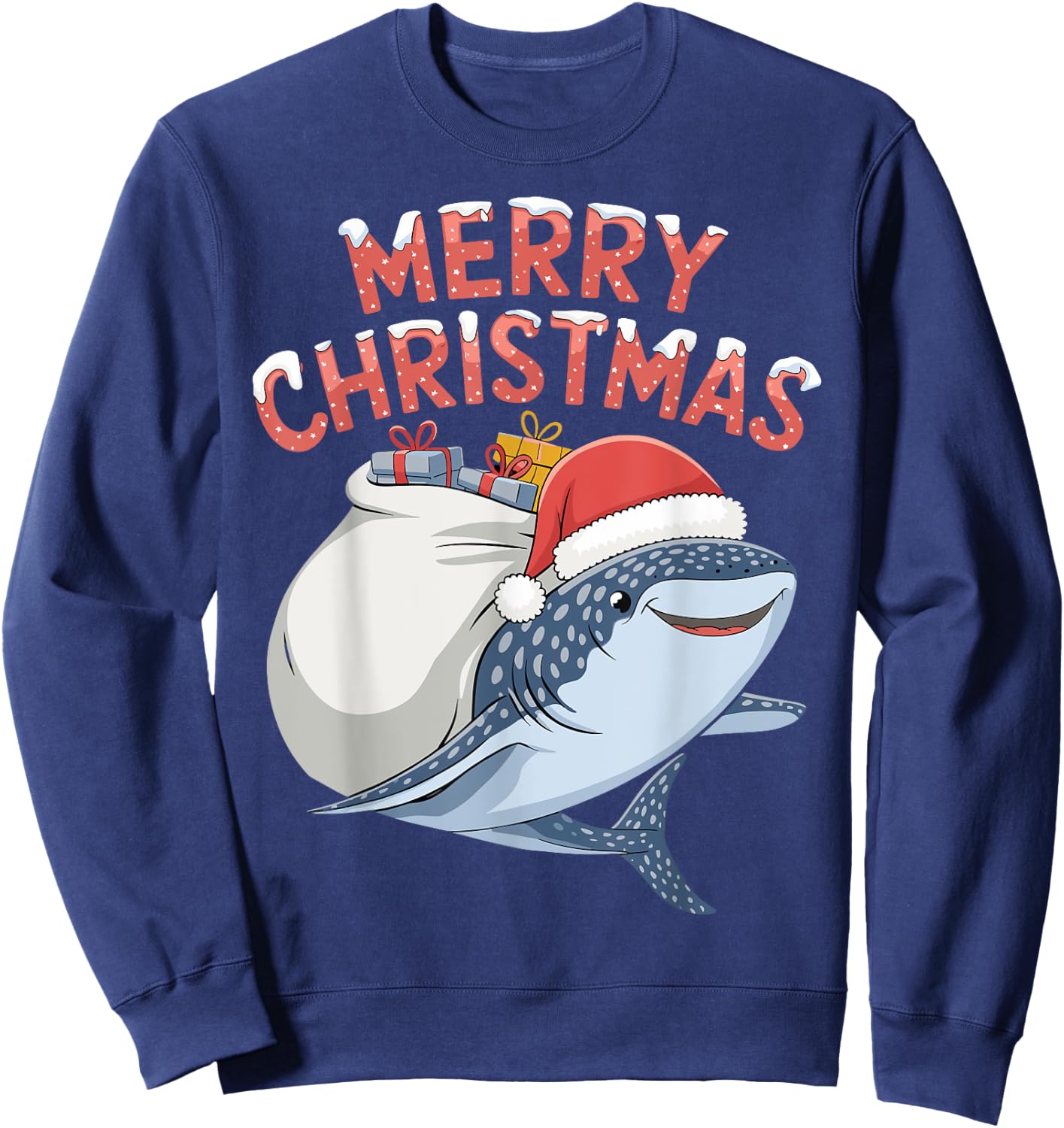 Merry Christmas Whale Shark Sweatshirt - Sweatshirt | Navy