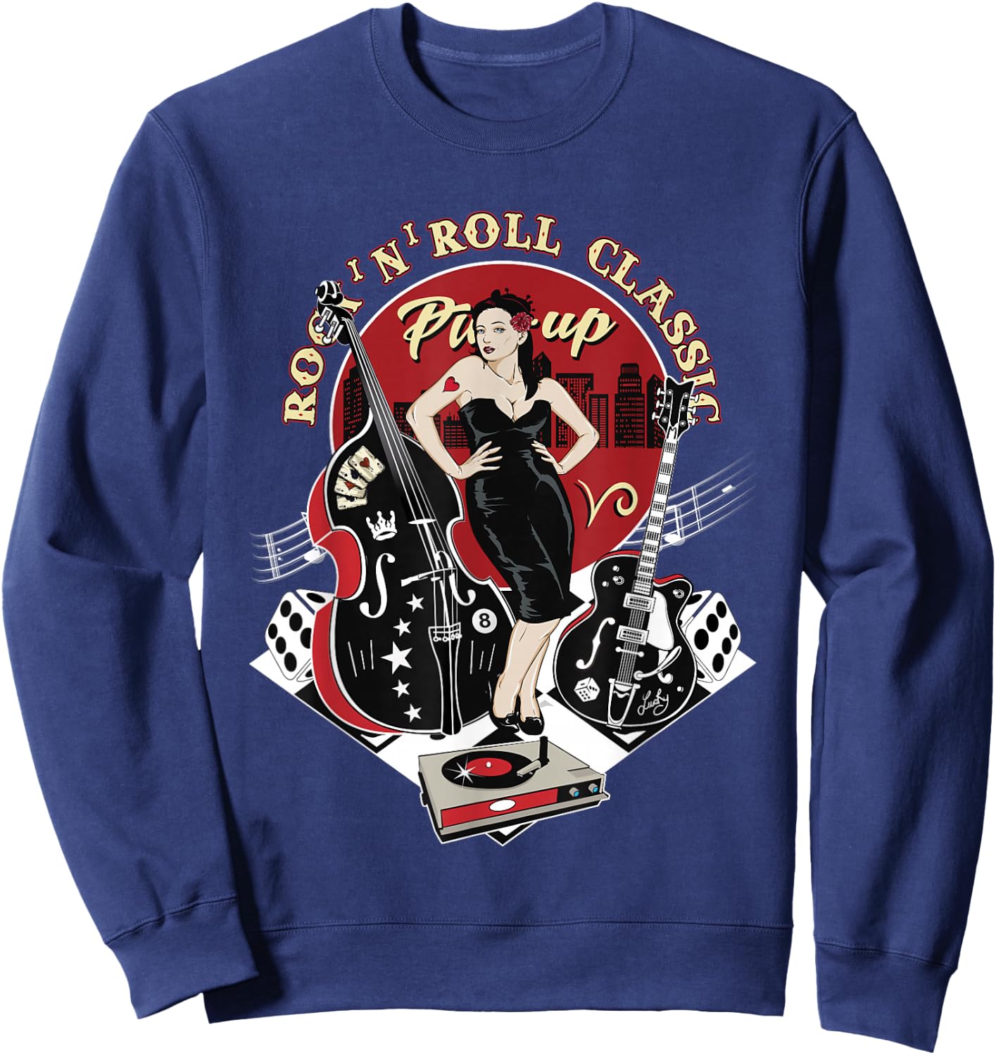 Rockabilly 1950s Sock Hop Dance Doo Wop Clothes Retro Pinup Sweatshirt - Sweatshirt | Navy