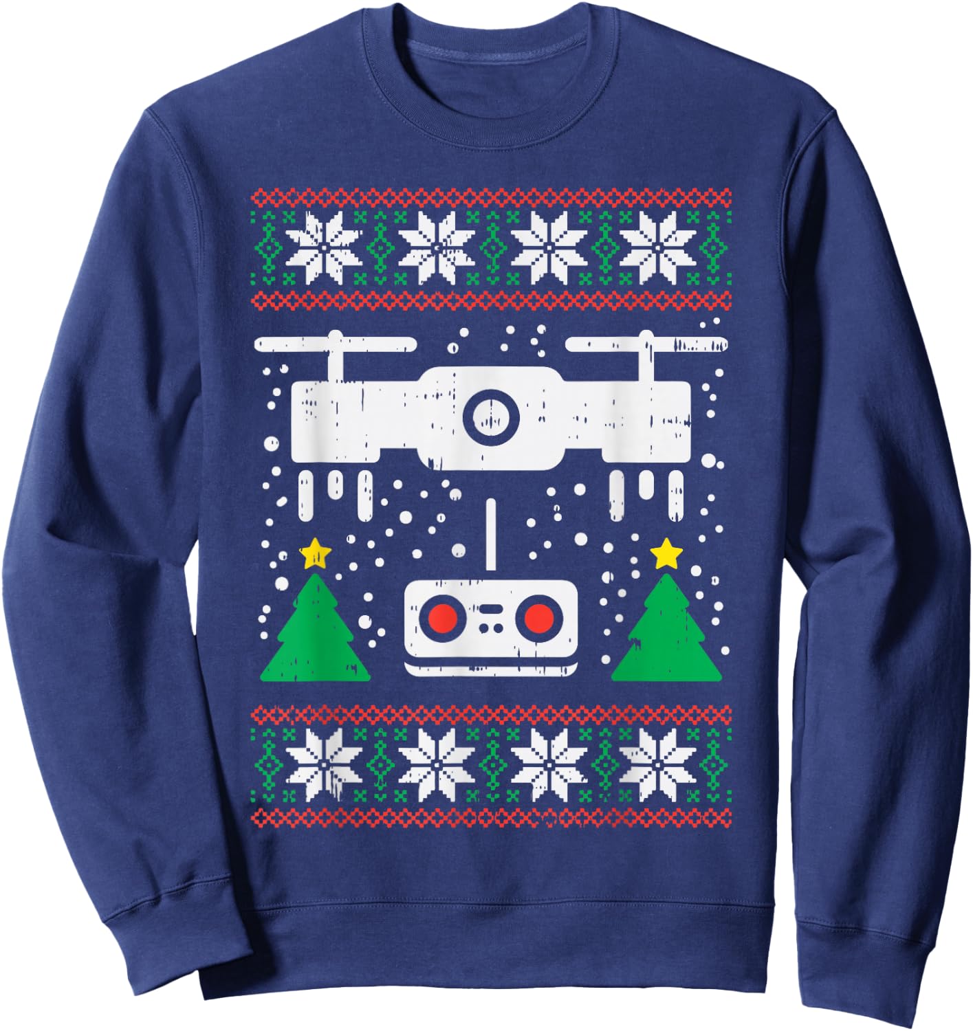 Drone Ugly Christmas Sweater Videography Photographer PJ Sweatshirt - Sweatshirt | Navy
