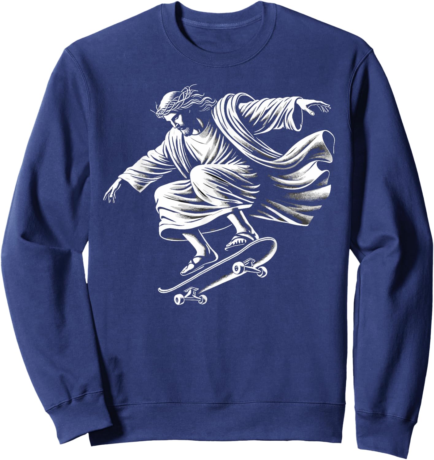 Funny jesus skateboard skateboarding christ christian skate Sweatshirt - Sweatshirt | Navy