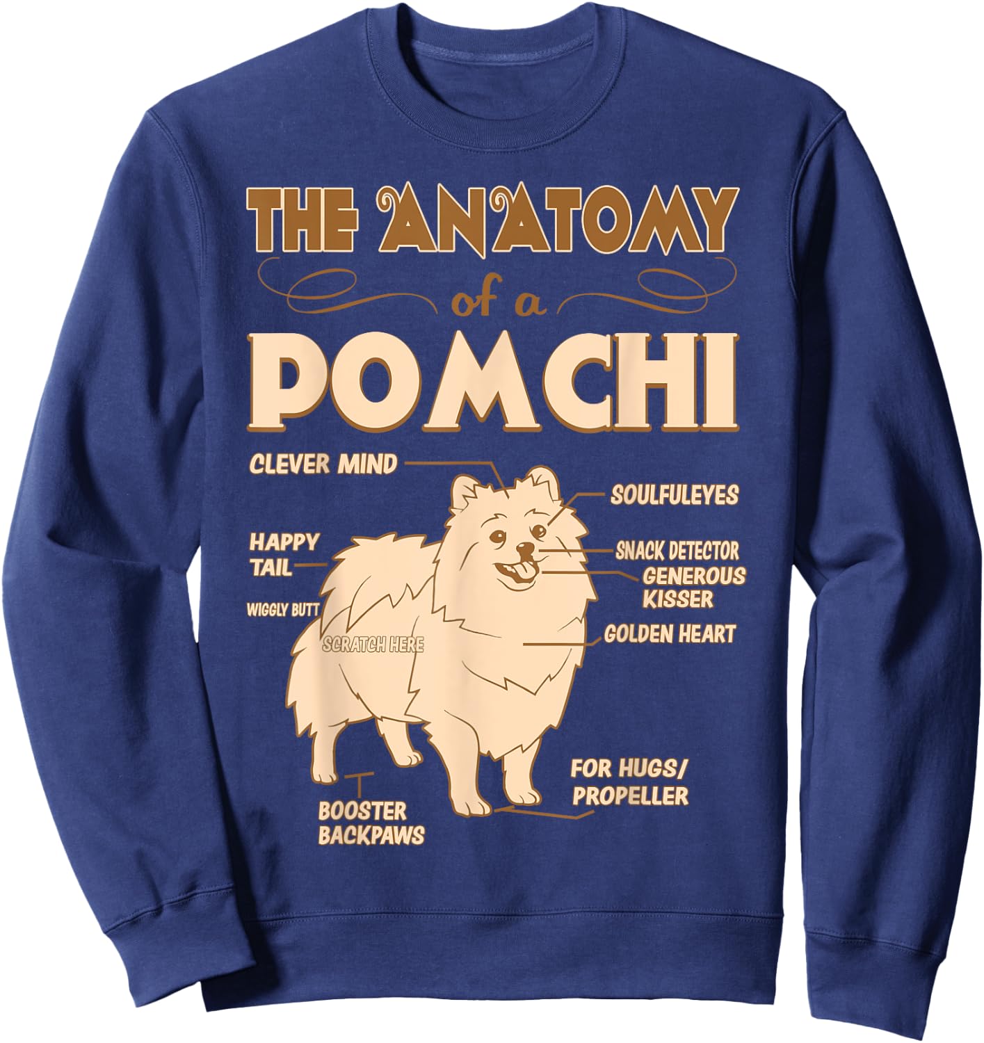 The Anatomy Of Pomchi Pet Lovers Gift Sweatshirt - Sweatshirt | Navy