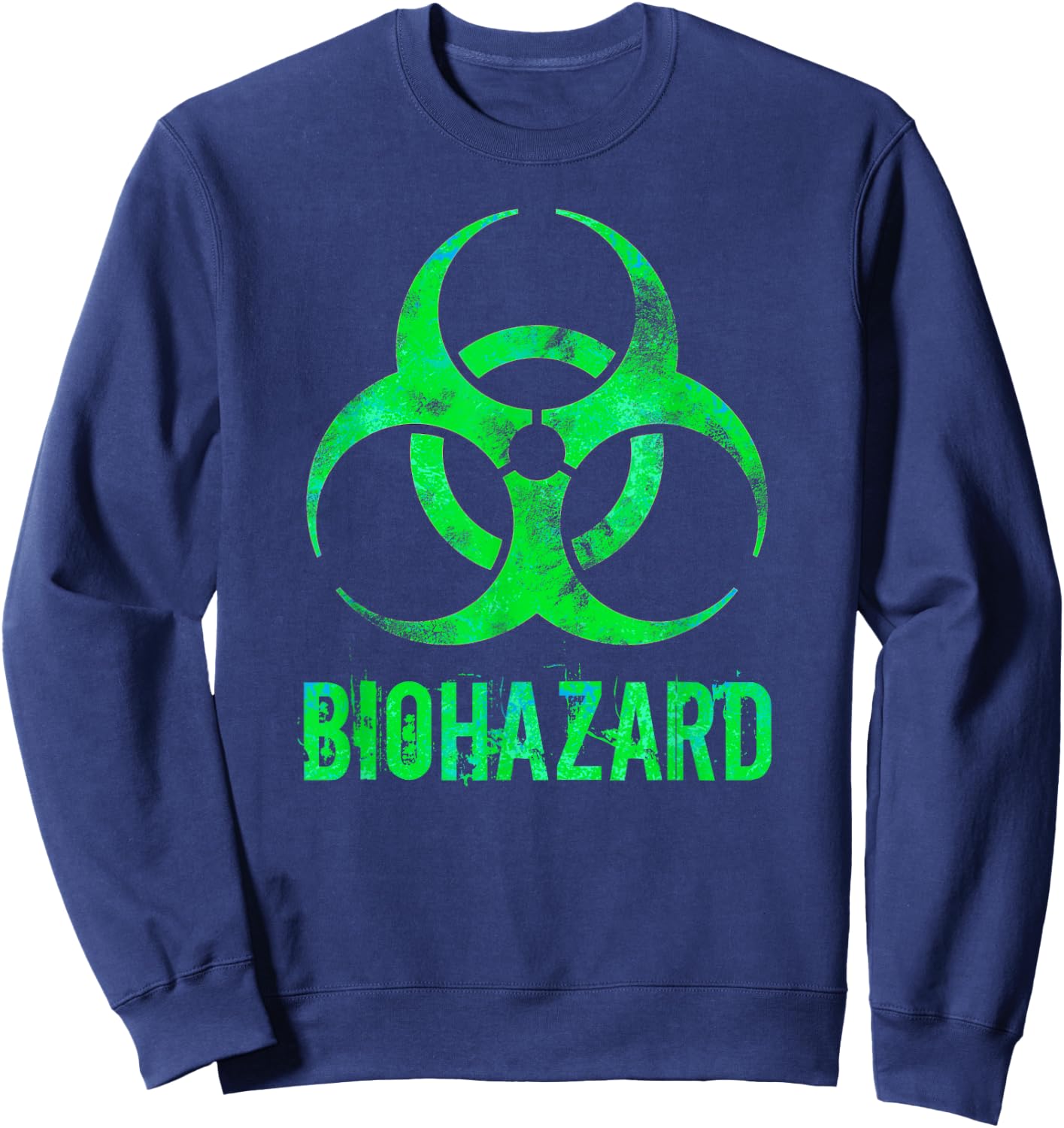 Biohazard Distressed Biology Science Teacher Gift Women Girls Kids Sweatshirt - Sweatshirt | Navy