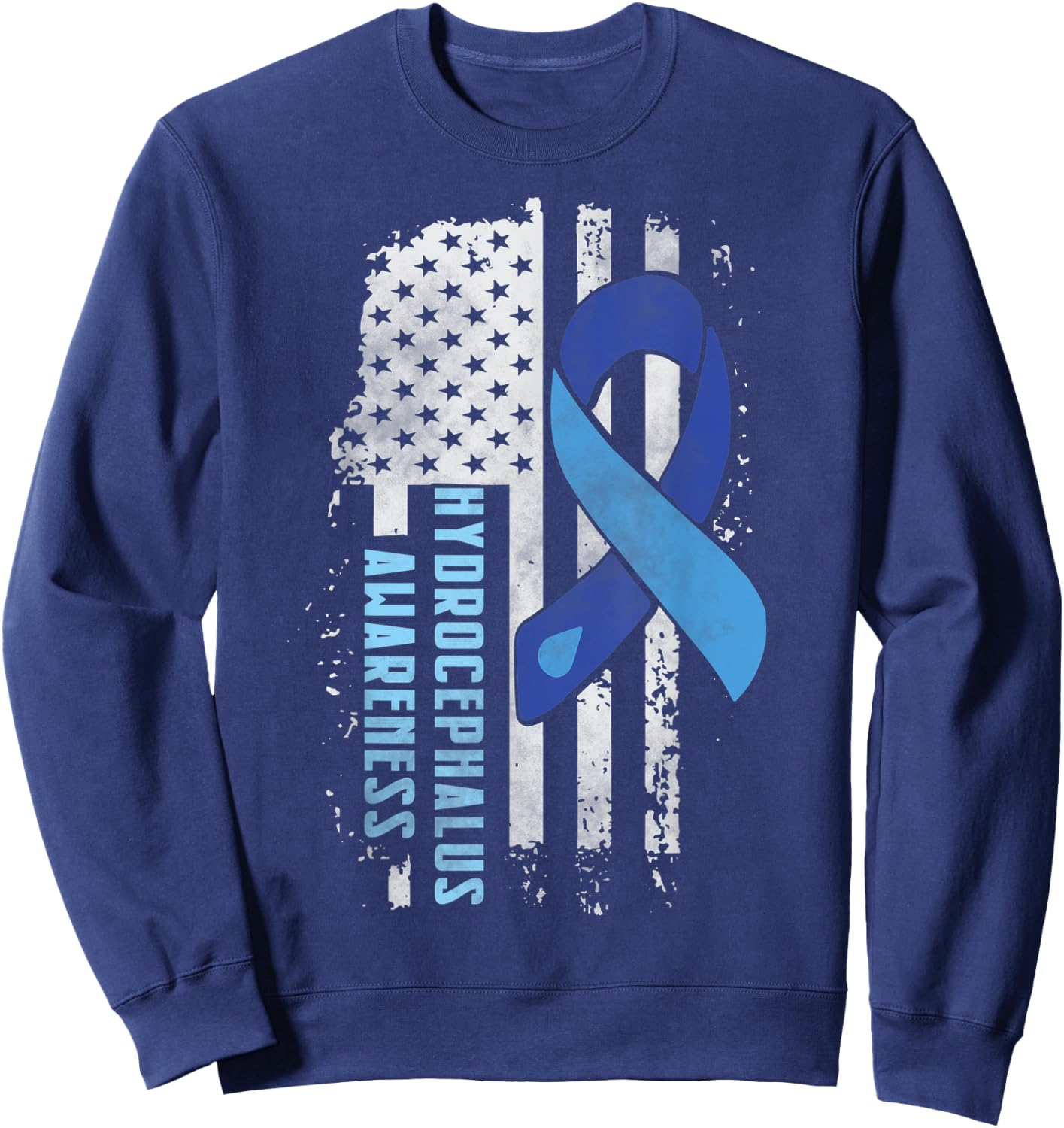 Hydrocephalus Awareness Shirt US American Flag Gift Shirt Kids Men Sweatshirt - Sweatshirt | Navy