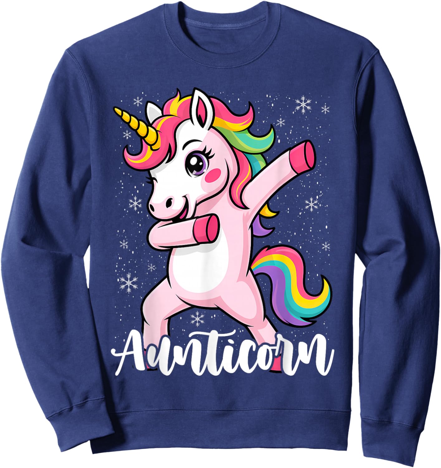 Aunticorn Aunty Dabbing Unicorn Auntie Aunt Christmas Sweatshirt - Sweatshirt | Navy