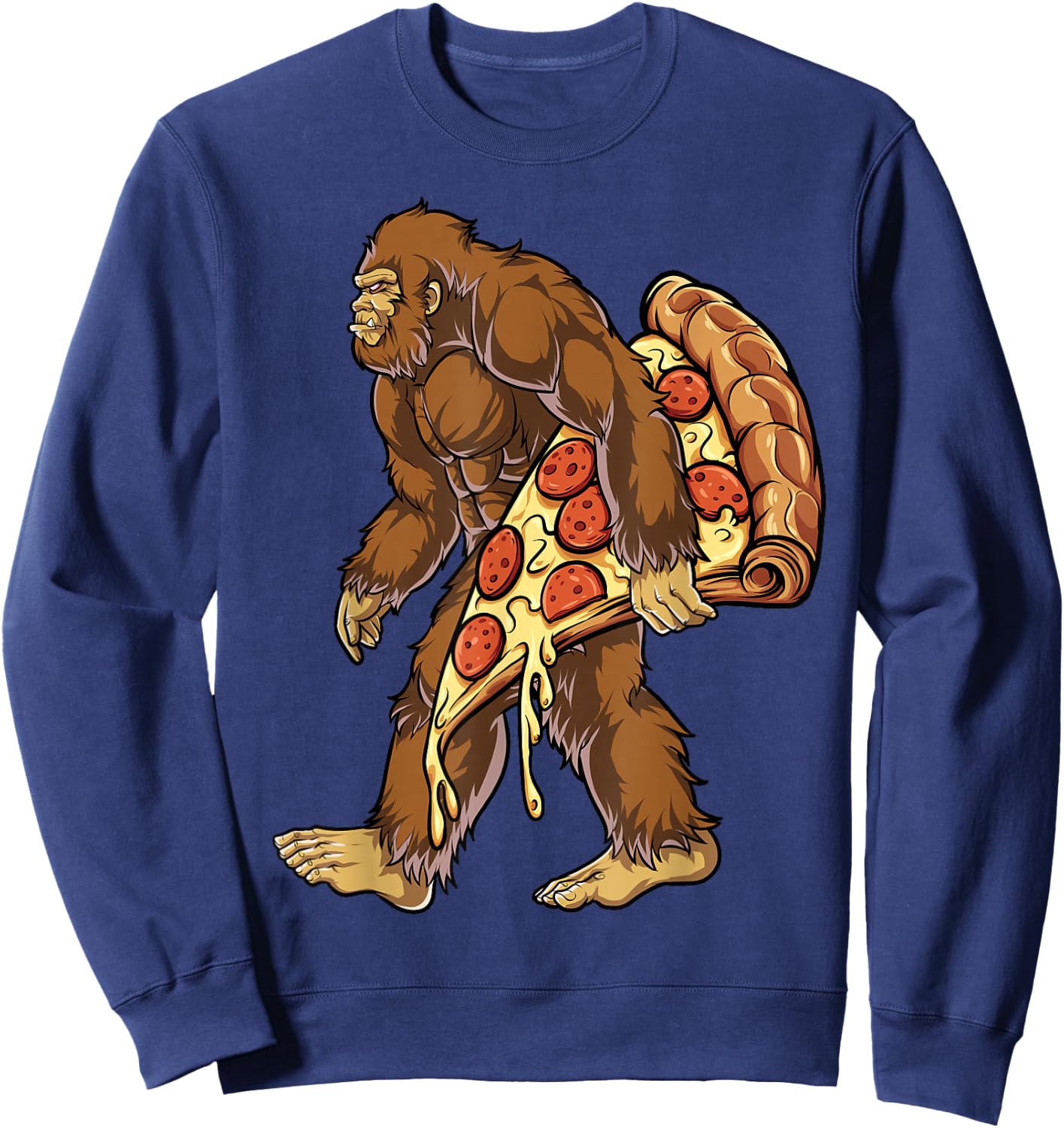 Bigfoot Pizza Funny Men Women Food Lovers Pepperoni Sweatshirt - Sweatshirt | Navy