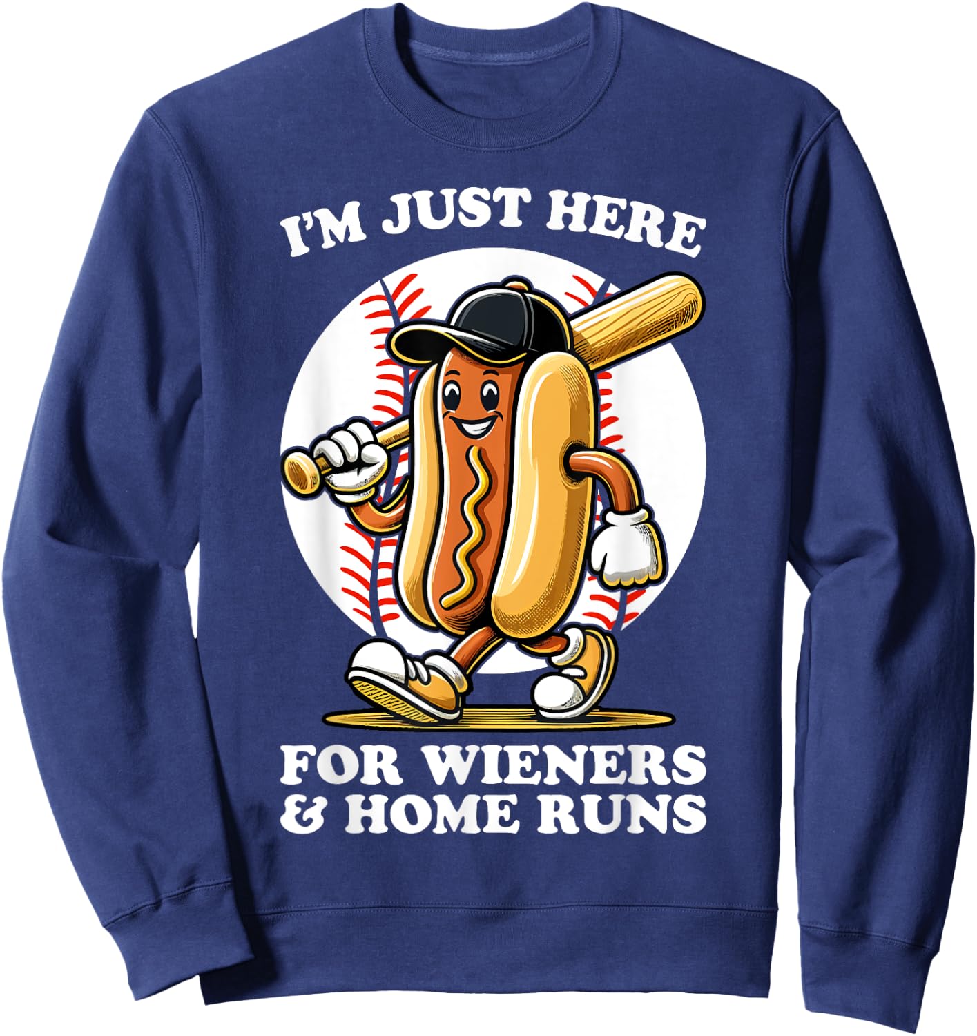 Funny Baseball Design Men Wieners & Home Runs Sweatshirt - Sweatshirt | Navy
