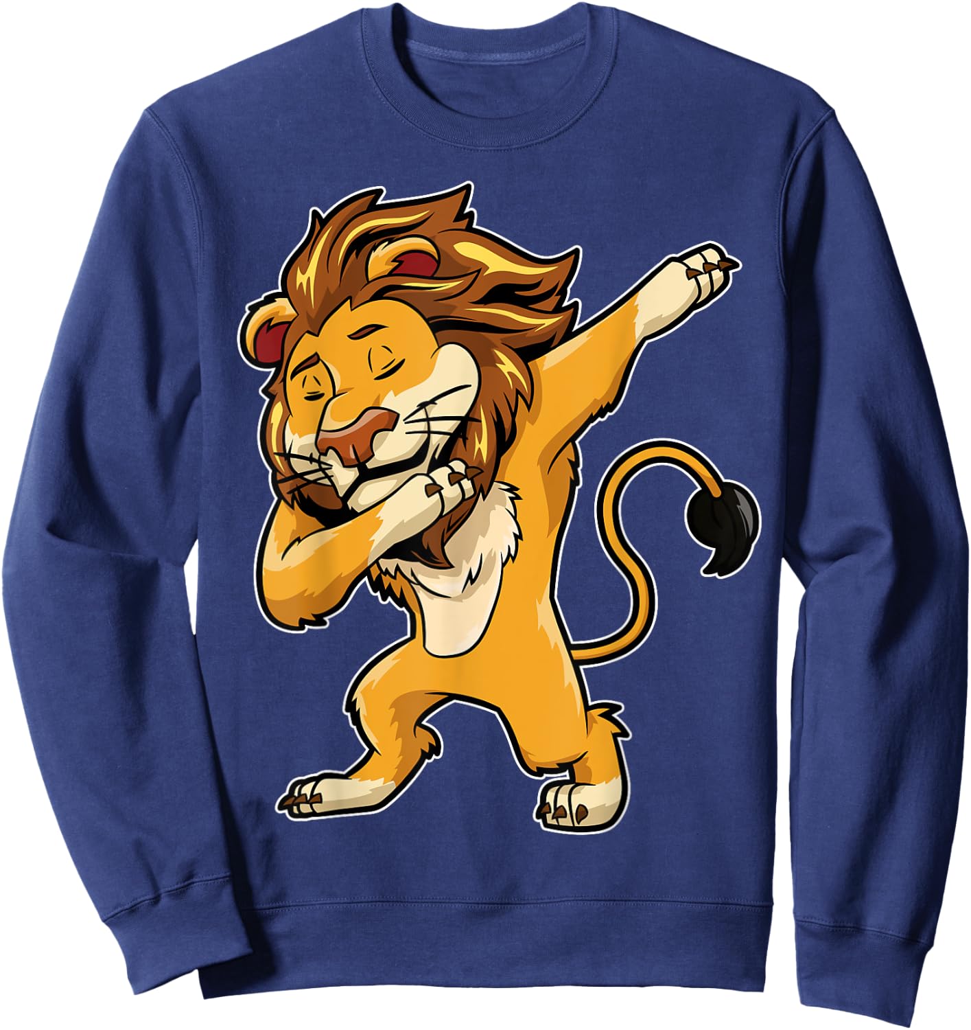 Dabbing Lion T Shirt Meme Print Dab Cat Dance T Shirt Lions Sweatshirt - Sweatshirt | Navy