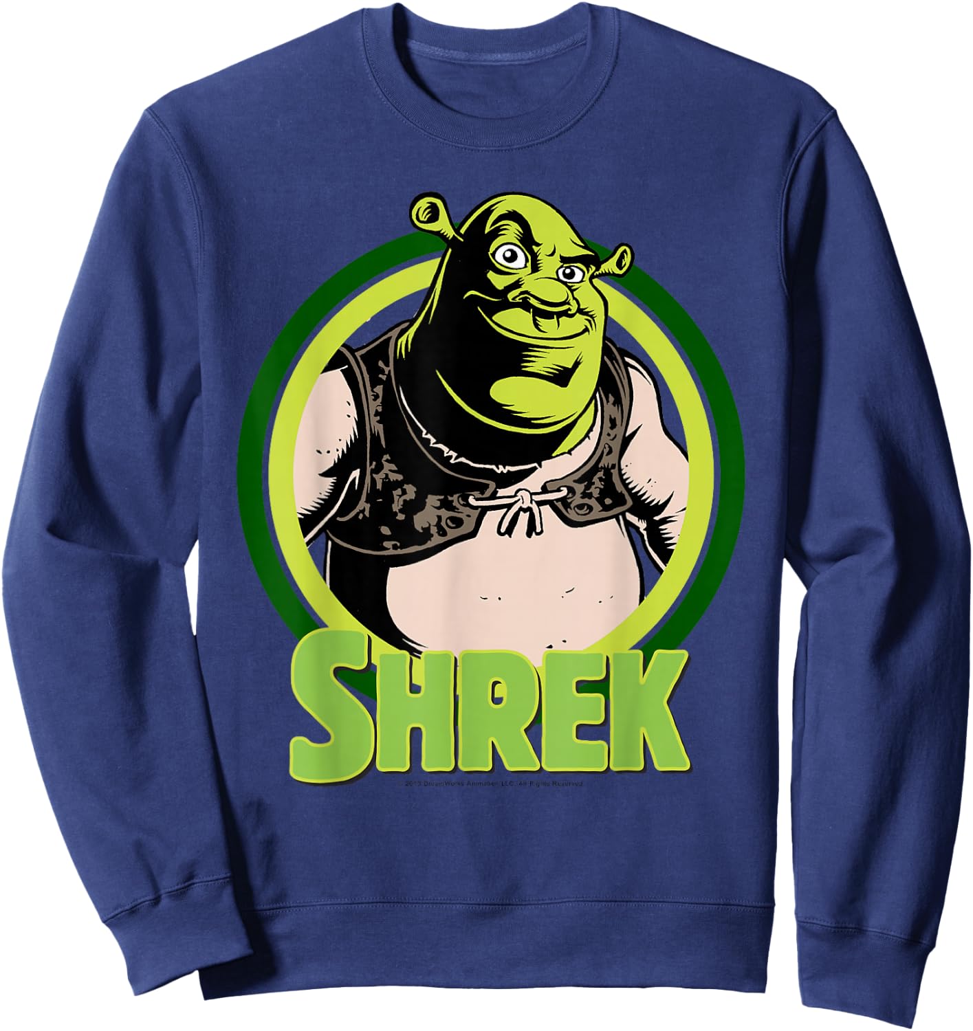 Shrek in Circles Cartoon Portrait Logo Sweatshirt - Sweatshirt | Navy