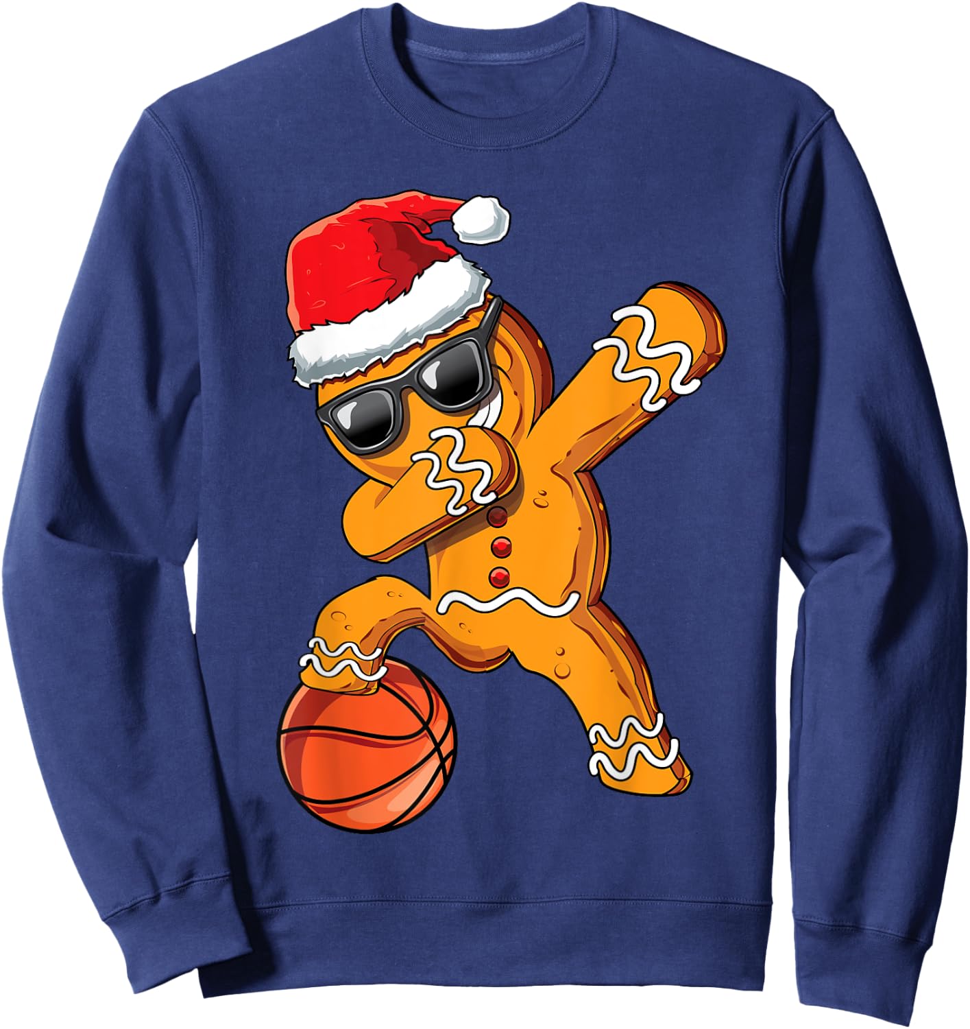 Christmas Dabbing Gingerbread Man Dab Cool Basketball Gift Sweatshirt - Sweatshirt | Navy
