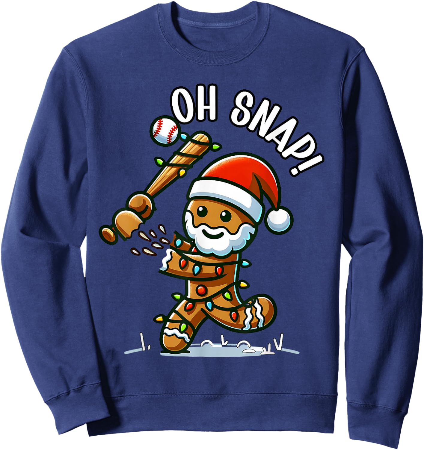 Oh Snap Gingerbreadman Christmas Baseball Sweatshirt - Sweatshirt | Navy