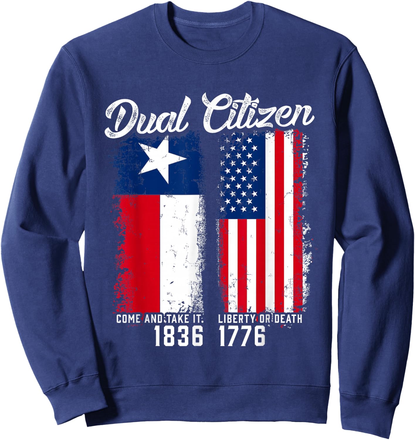 True Texan Dual Citizen Love Texas and America Small Sweatshirt - Sweatshirt | Navy
