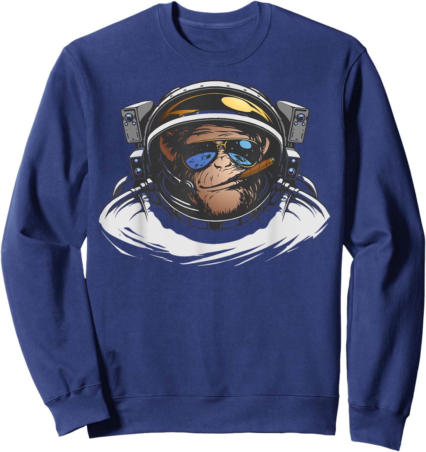 Funny Astronaut Monkey Smoking A Cigar Space Sweatshirt - Sweatshirt | Navy