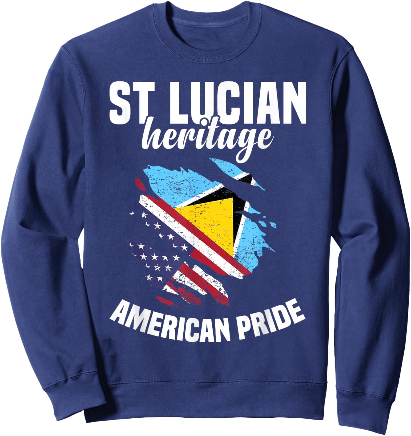 St Lucia Flag Outfit American Flags US Uniform St Lucian Sweatshirt - Sweatshirt | Navy