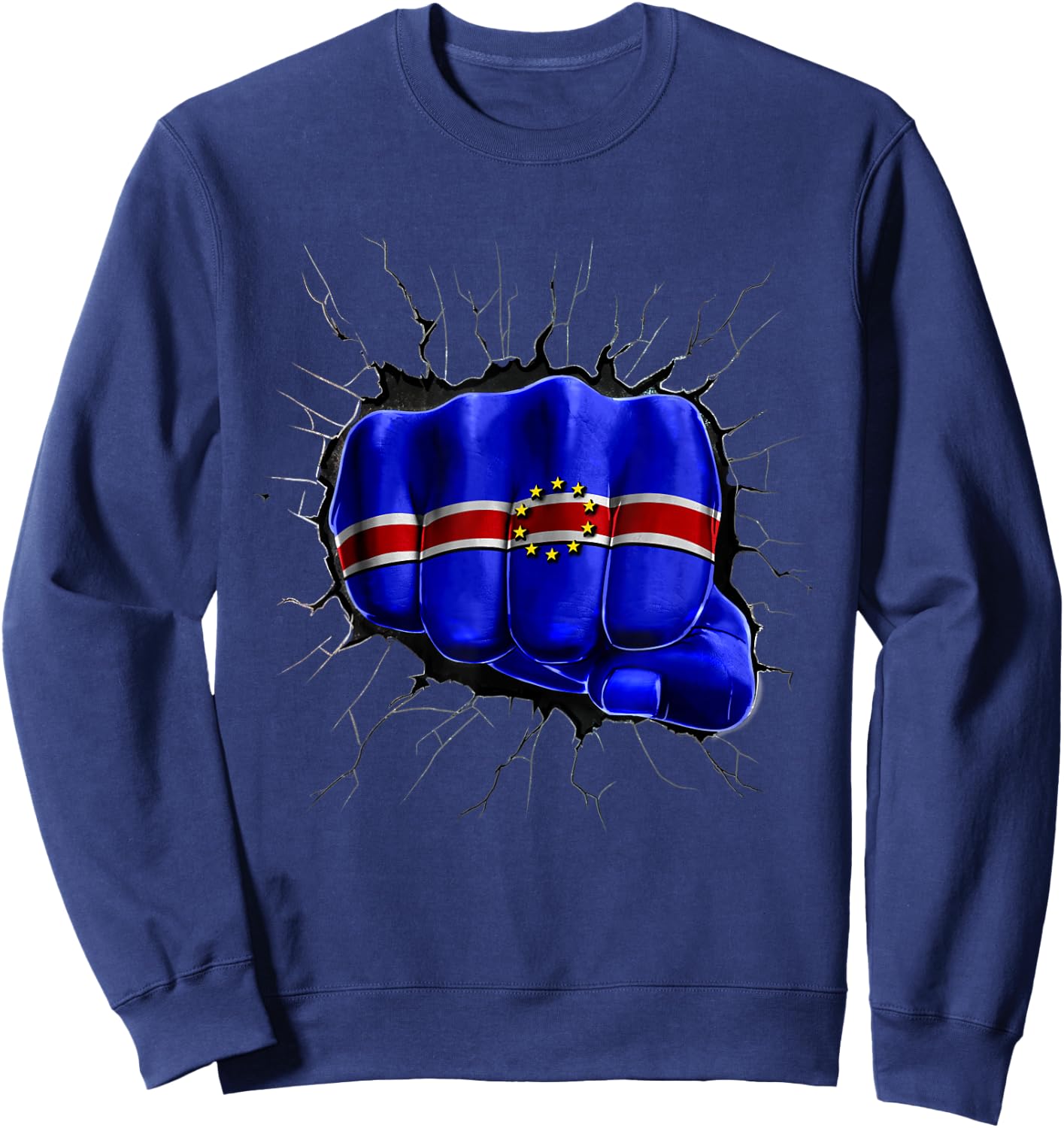 Cape Verde Flag Shirt Cape Verdean Flag Fist Gift Sweatshirt - Sweatshirt | Navy