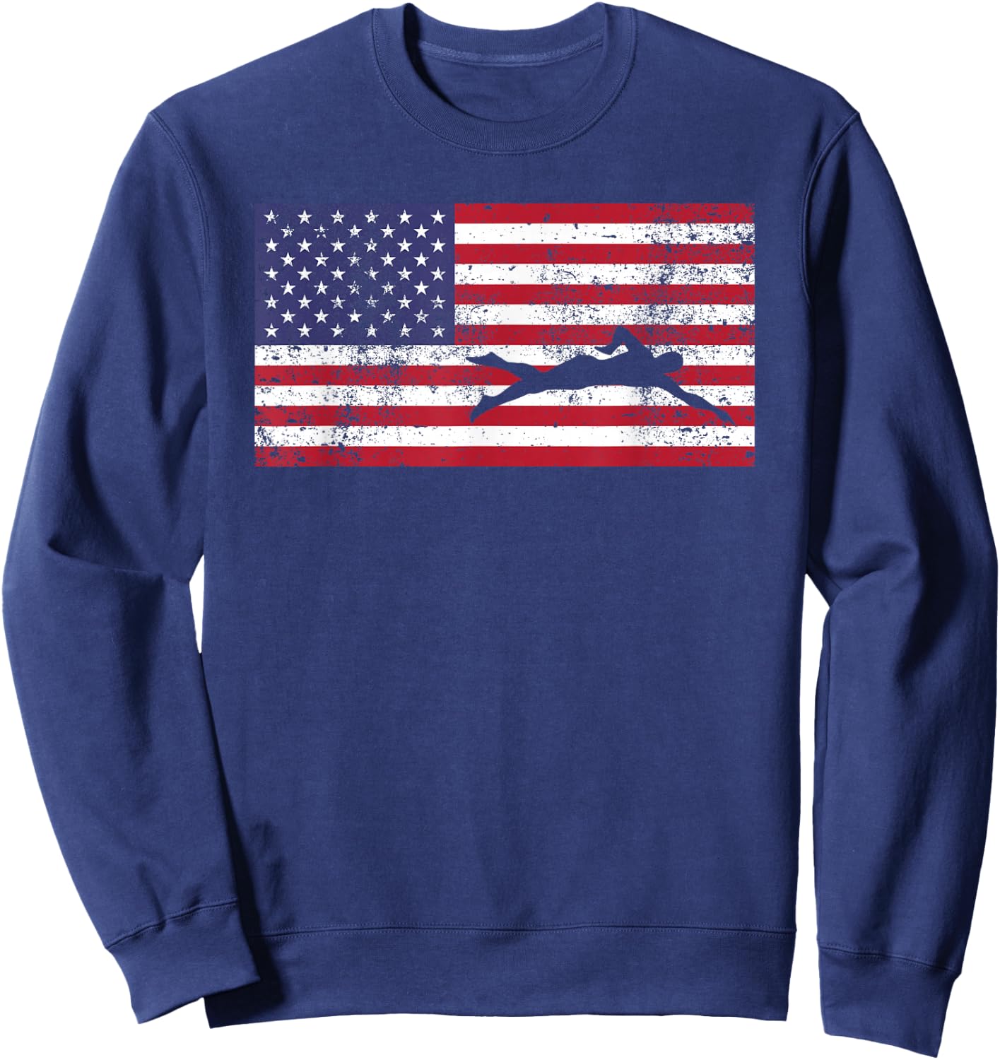 American Flag Swim Swimmer Swimming 4TH OF JULY Gift Sweatshirt - Sweatshirt | Navy