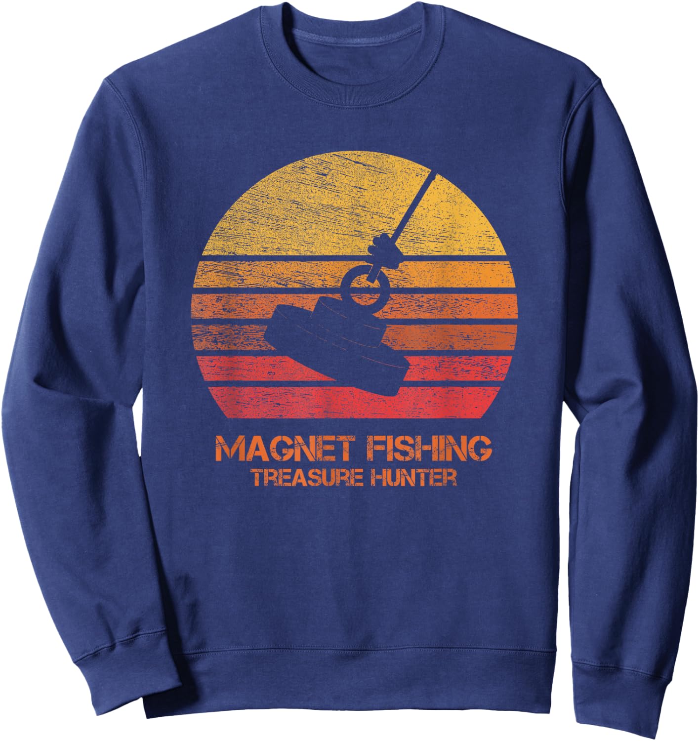 Vintage Retro Sunset Magnet Fishing Sweatshirt - Sweatshirt | Navy