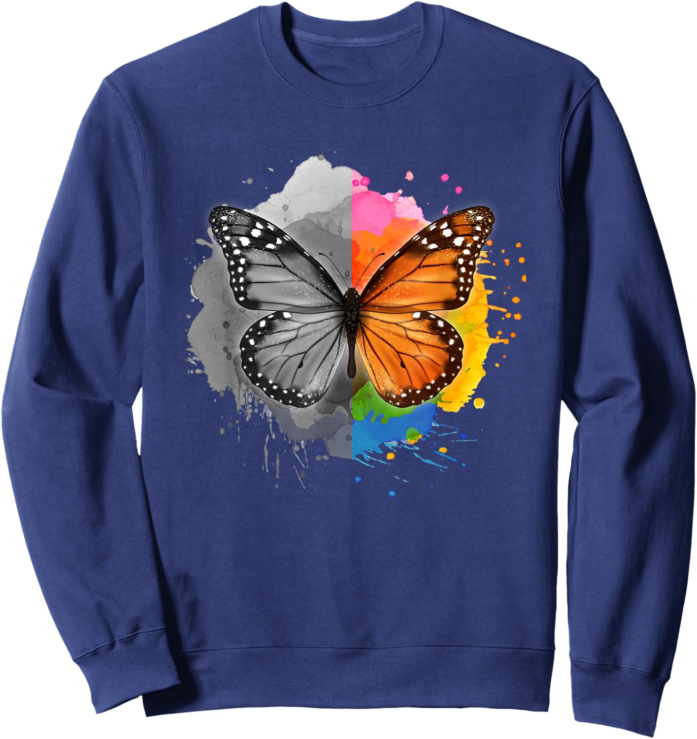 Milkweed Monarch Butterfly Bipolar Disorder Support Sweatshirt - Sweatshirt | Navy