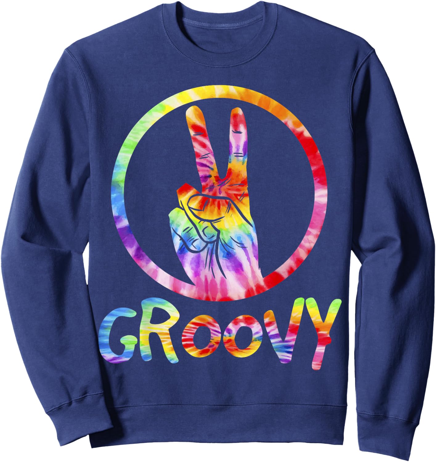 Groovy 70's Tie Dye Shirt, Vintage 70s , Retro 70's Shirt Sweatshirt - Sweatshirt | Navy