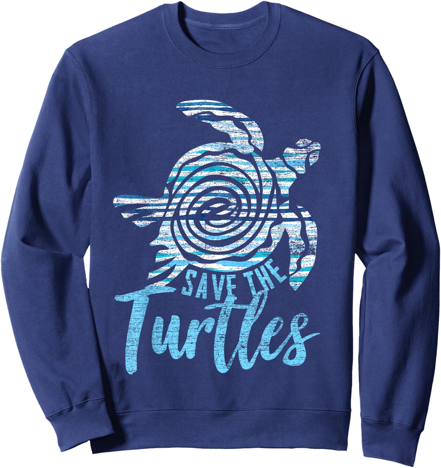 Save The Turtles Vintage Earth Day Sweatshirt - Sweatshirt | Navy