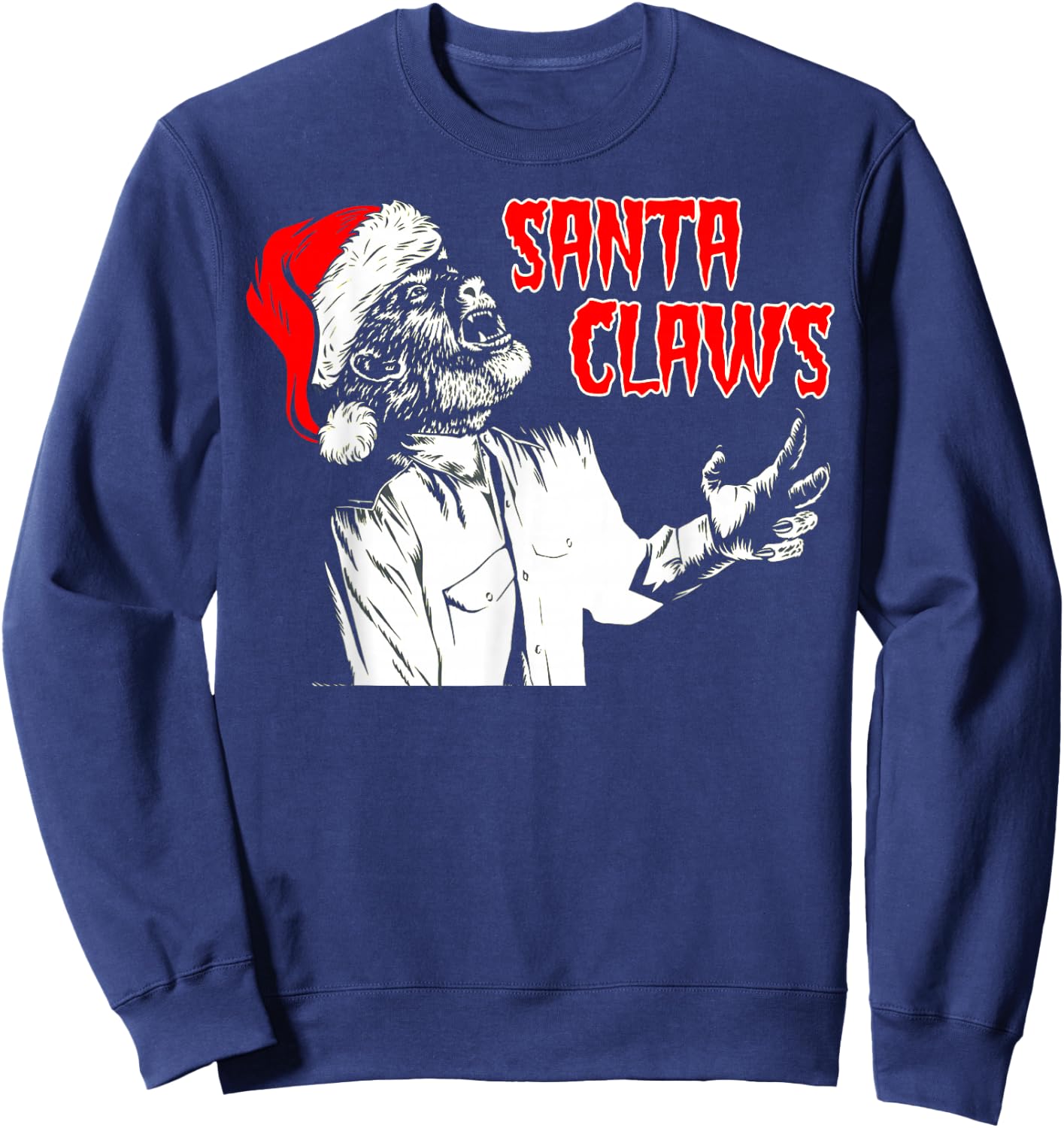 Universal Monsters Werewolf Santa Claws Sweatshirt - Sweatshirt | Navy
