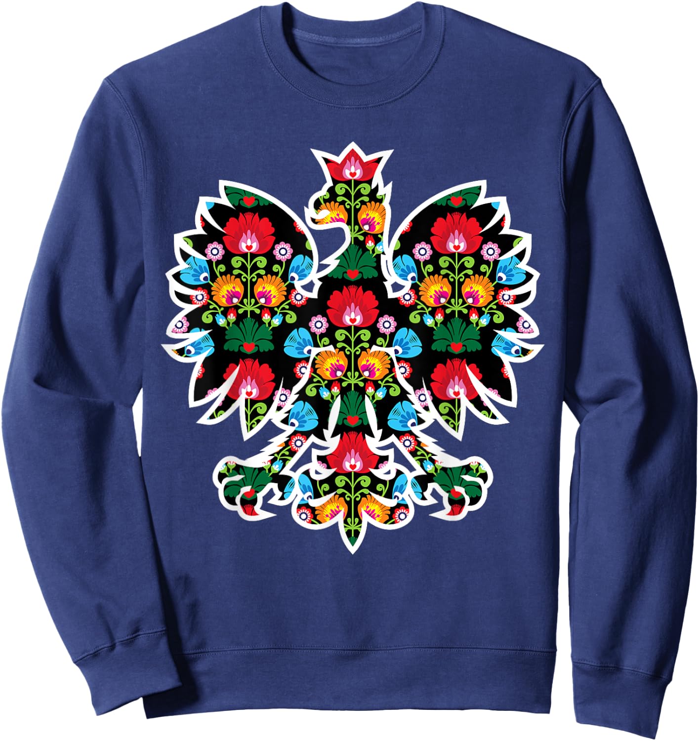 POLISH EAGLE | Poland WYCINANKI Emblem, Polish Folk Art Fest Sweatshirt - Sweatshirt | Navy
