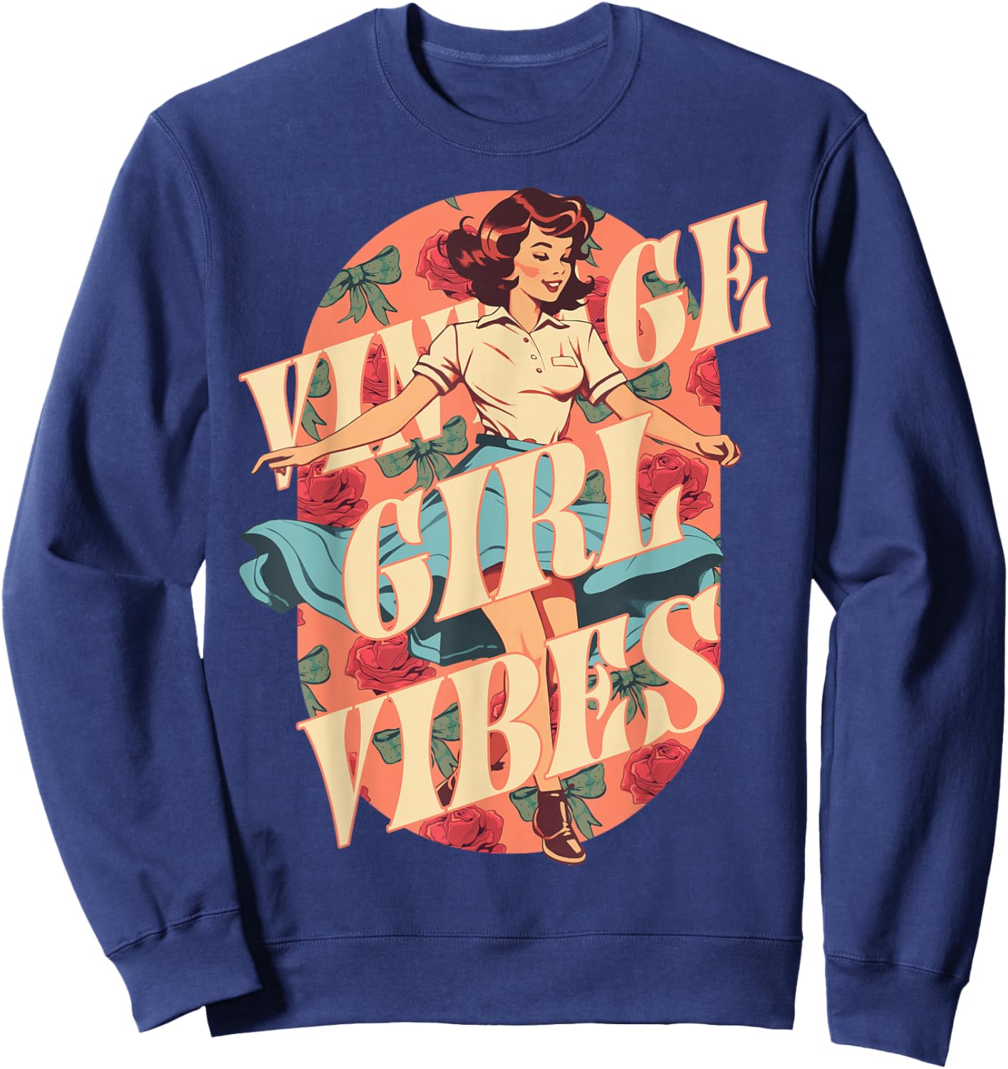 Girlhood Childhood Memory Throwback Innocent 80s 90s Girls Sweatshirt - Sweatshirt | Navy