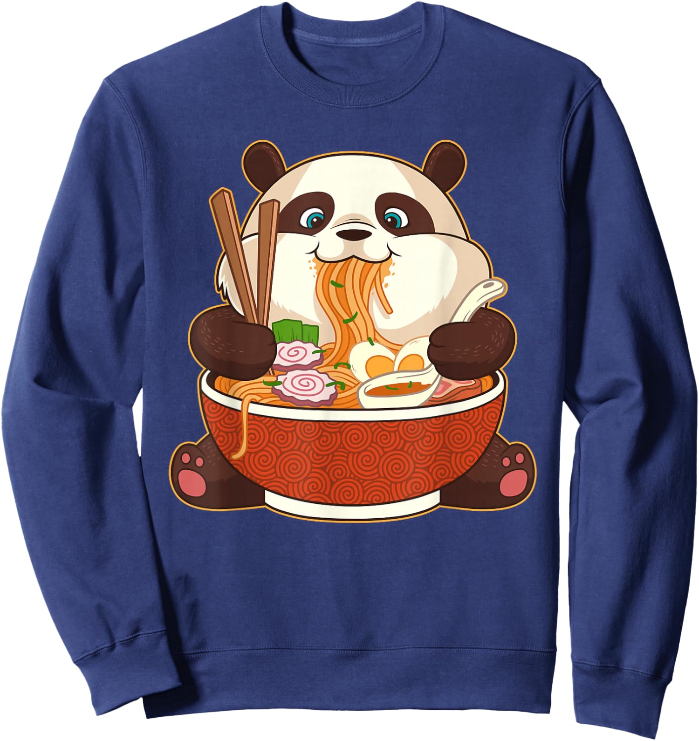 Kawaii Cute Anime Panda Otaku Japanese Ramen Noodle Sweatshirt - Sweatshirt | Navy