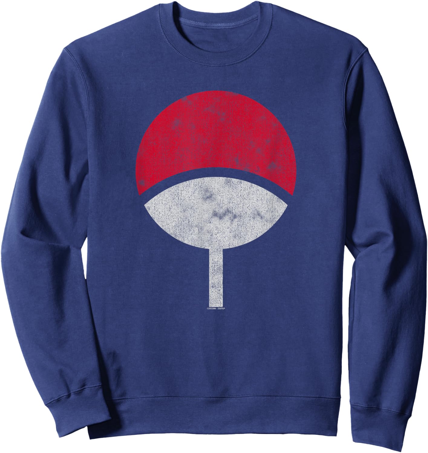 Naruto Shippuden Sasuke Uchiha Symbol Distressed Sweatshirt - Sweatshirt | Navy