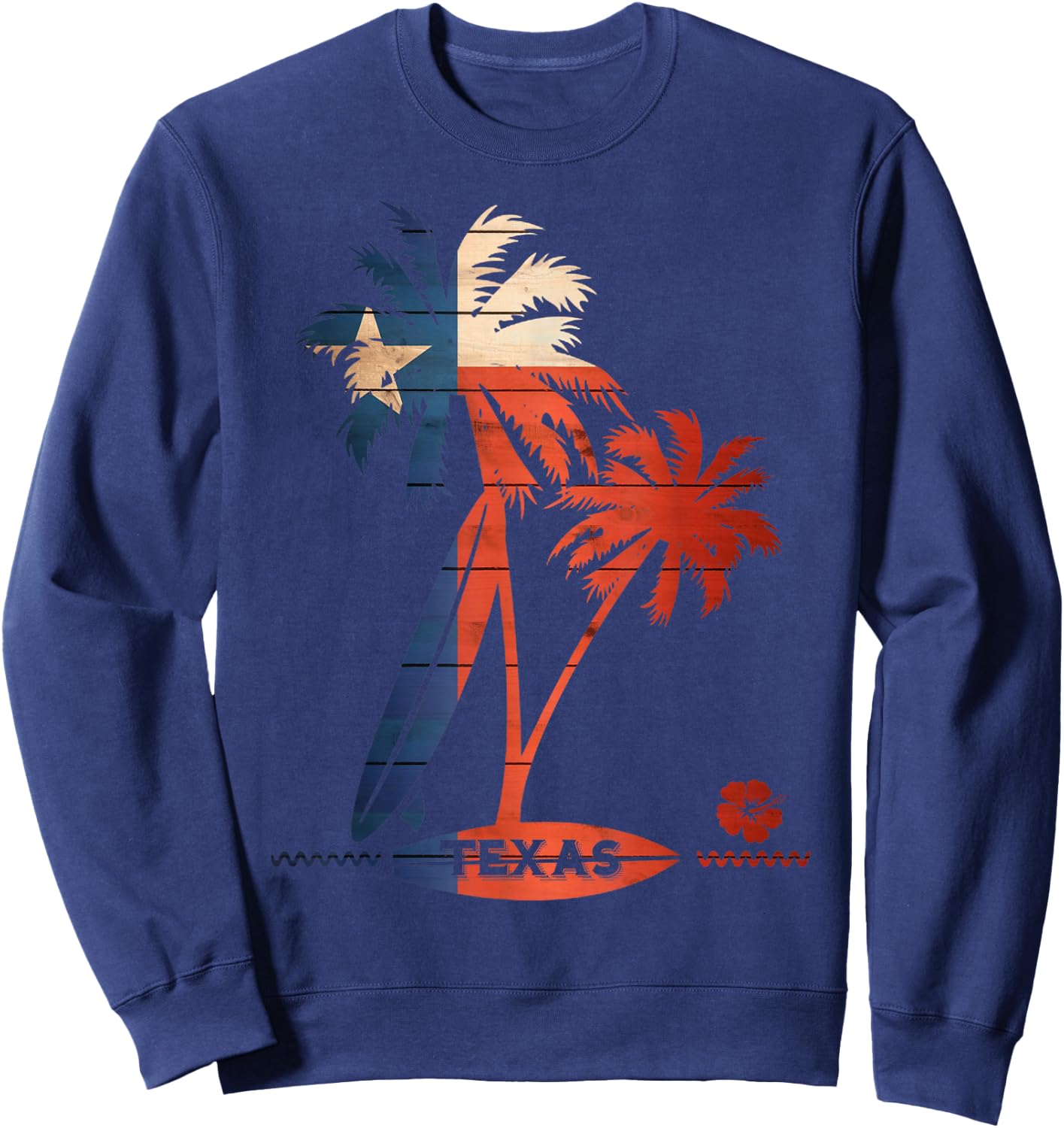 Surf Texas Palm Tree and Surfboard Shirt Sweatshirt - Sweatshirt | Navy