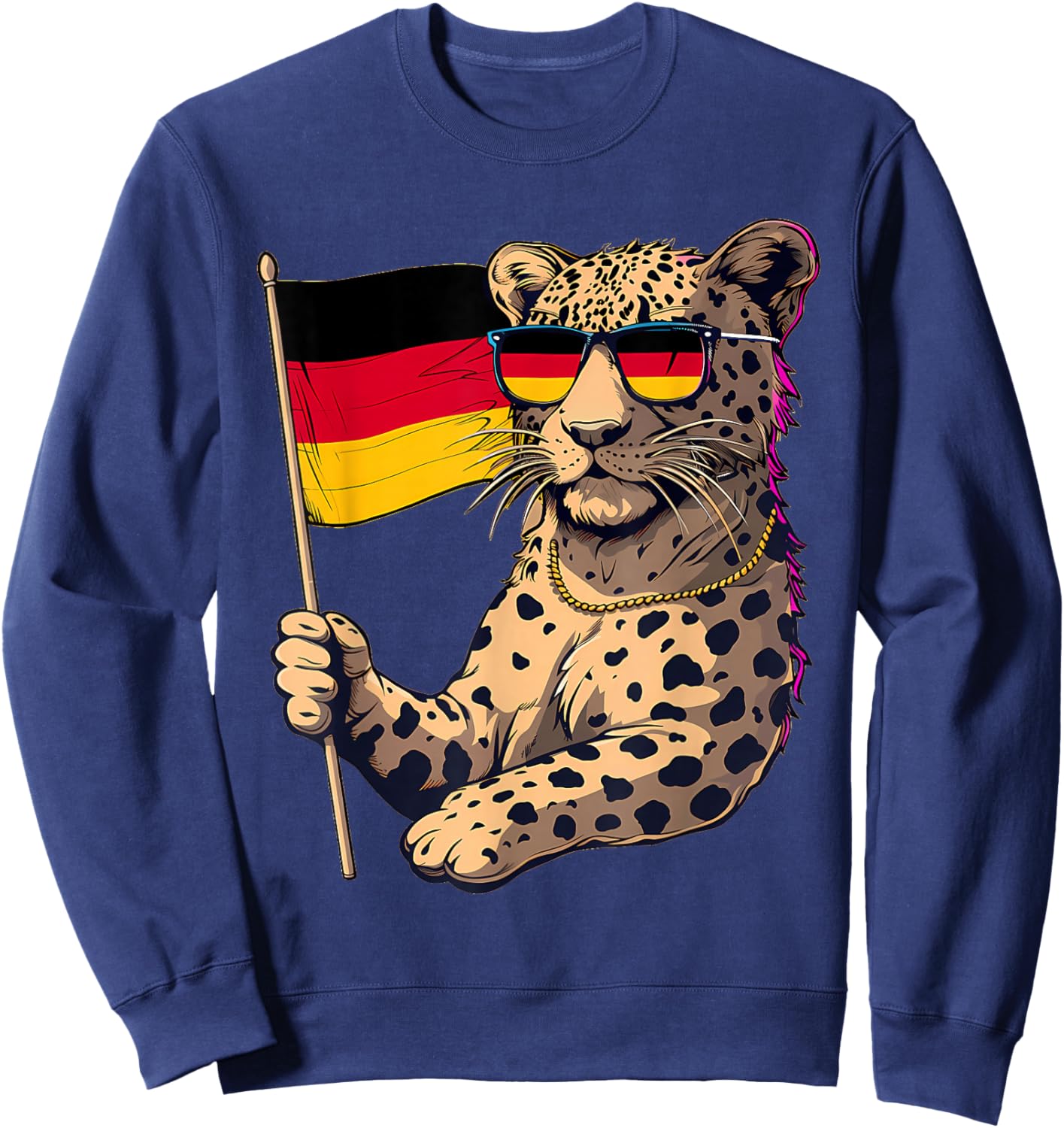 Deutschland Leopard German Pride Germany Flag Sweatshirt - Sweatshirt | Navy