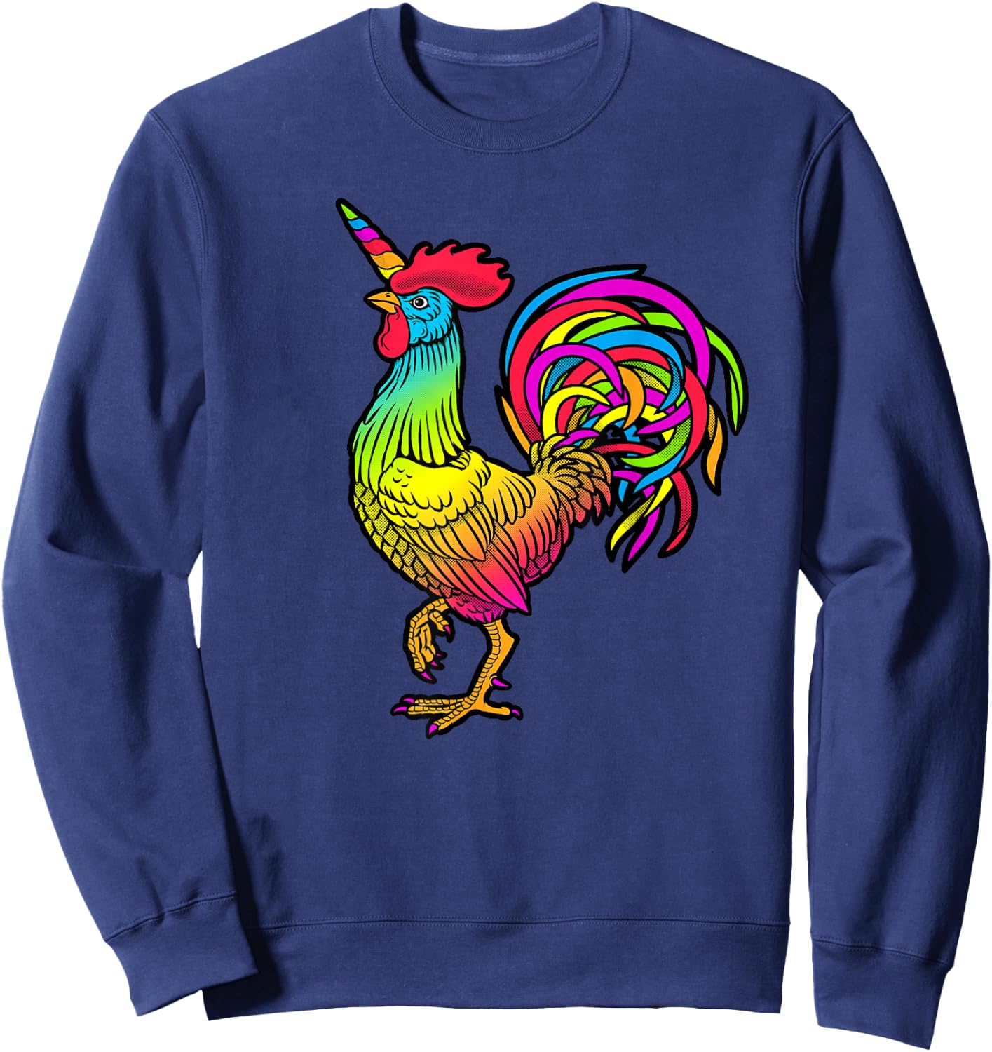 Chicken Unicorn Rainbow Rooster Graphic Sweatshirt - Sweatshirt | Navy