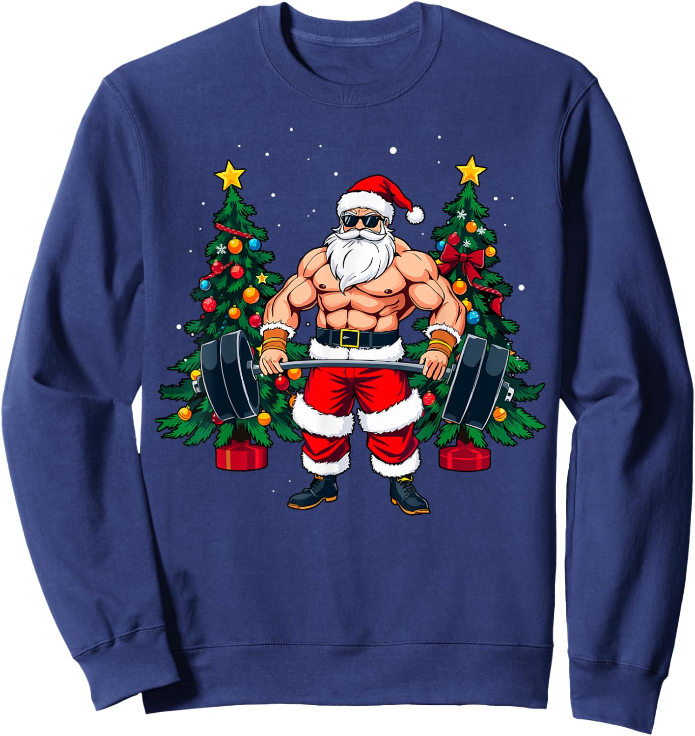 Muscle Santa Weightlifter Christmas Powerlifting Xmas Gym Sweatshirt - Sweatshirt | Navy