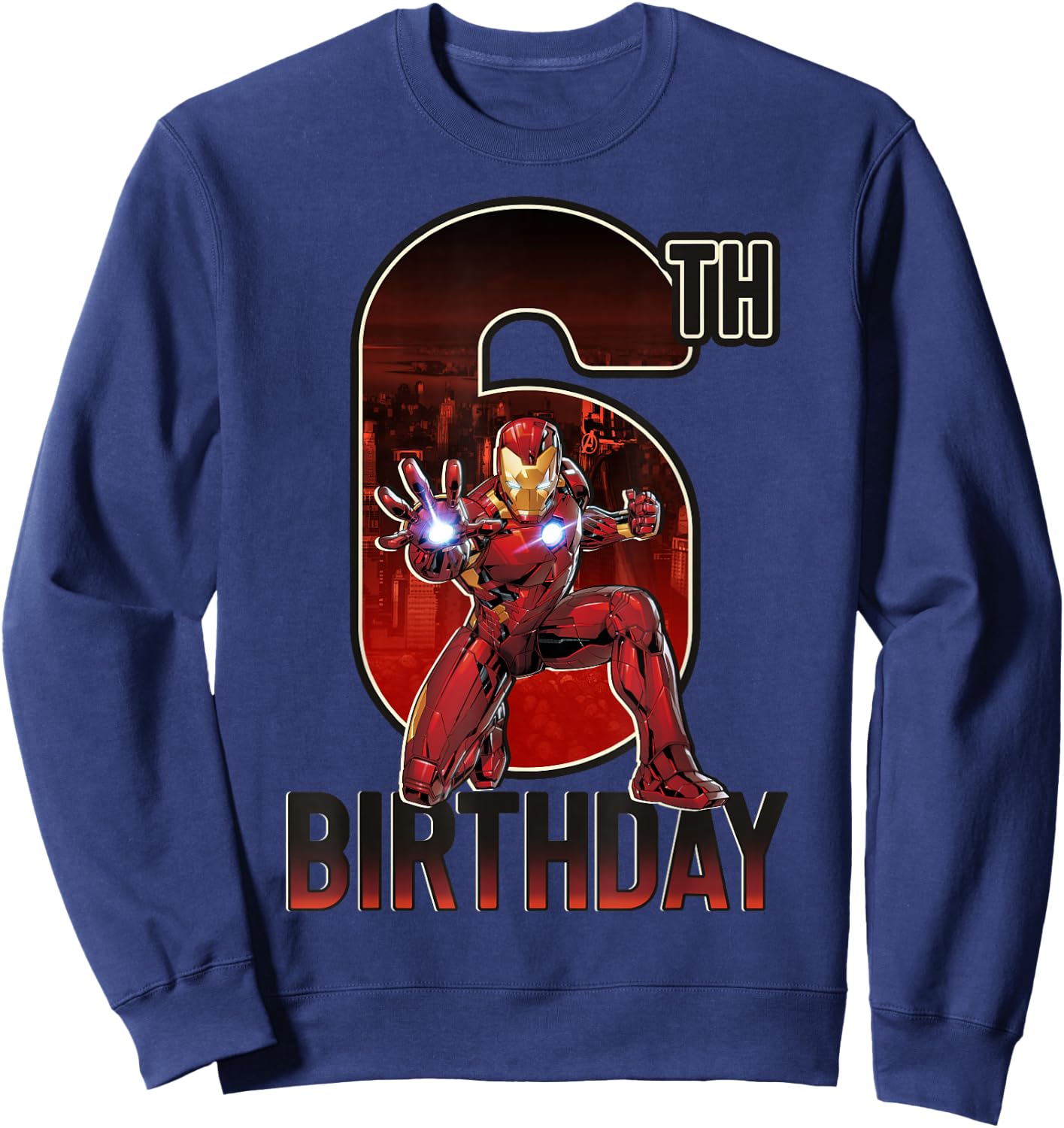 Marvel Iron Man 6th Birthday Action Pose Graphic Sweatshirt - Sweatshirt | Navy