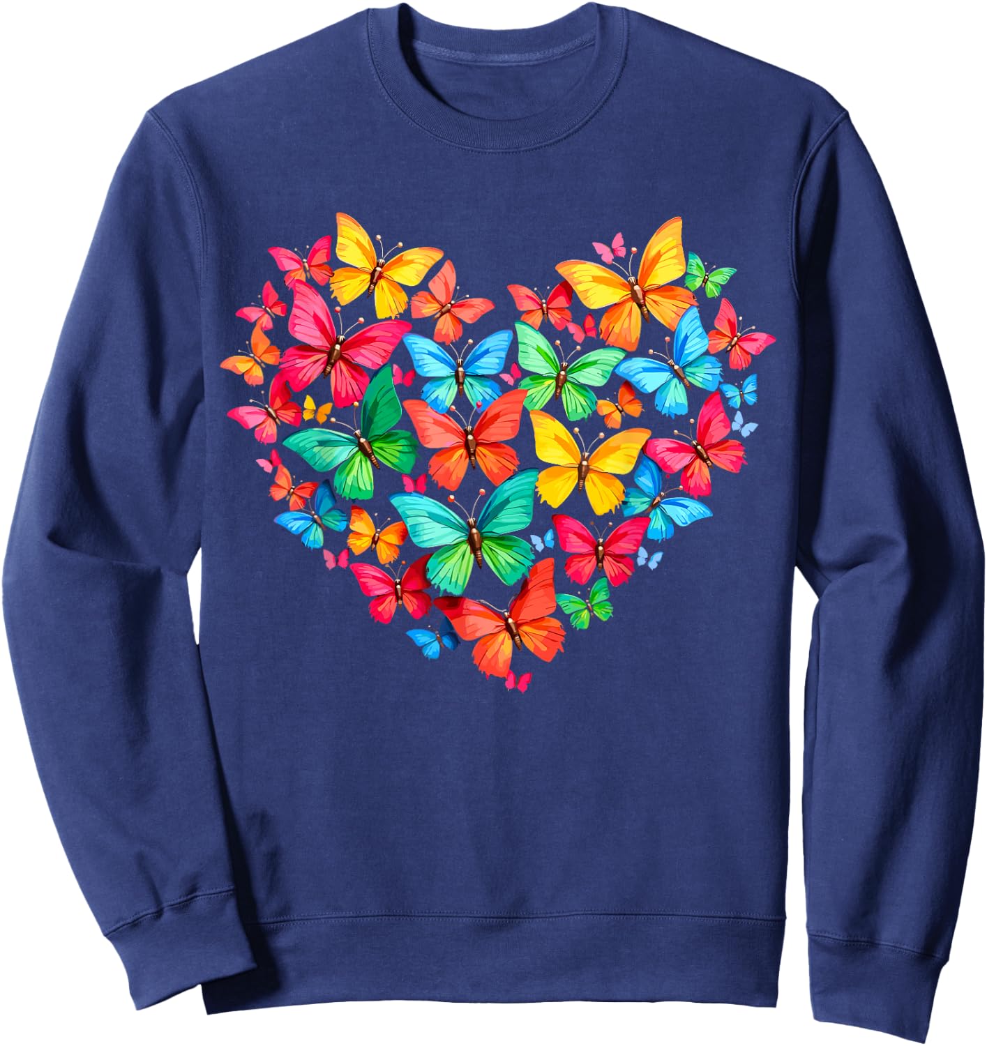 Butterfly Heart Colorful Butterflies Sweatshirt - Sweatshirt | Navy