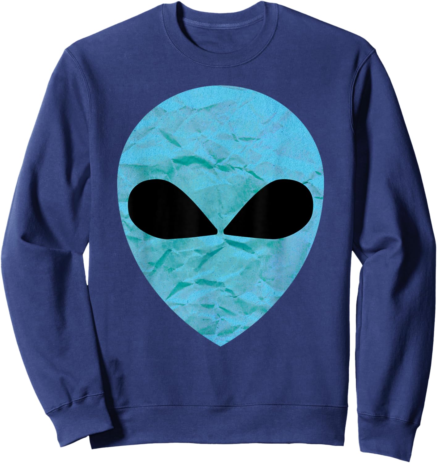 Blue Sci-Fi UFO Flying Alien Face Cosmic Extraterrestrial Sweatshirt - Sweatshirt | Navy
