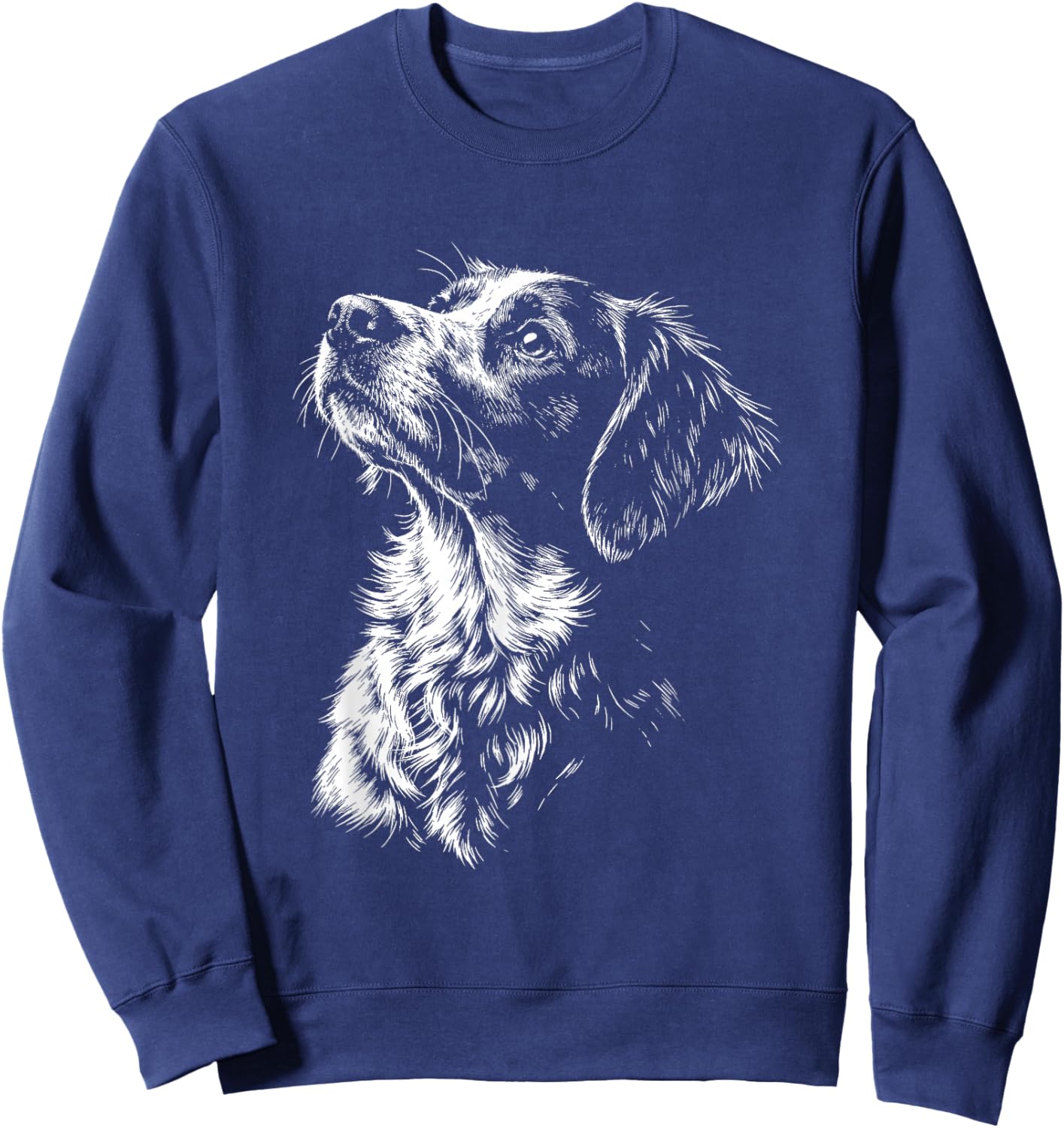 Brittany Dog Portrait Black and White Sweatshirt - Sweatshirt | Navy