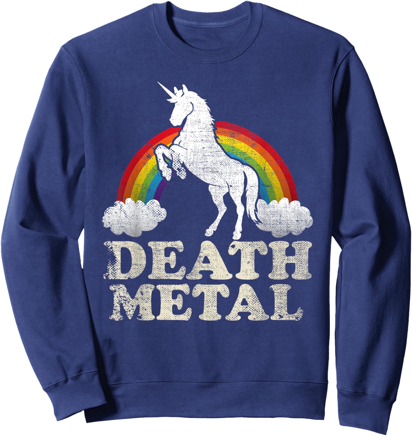 Funny Death Metal Unicorn and rainbow Sweatshirt - Sweatshirt | Navy