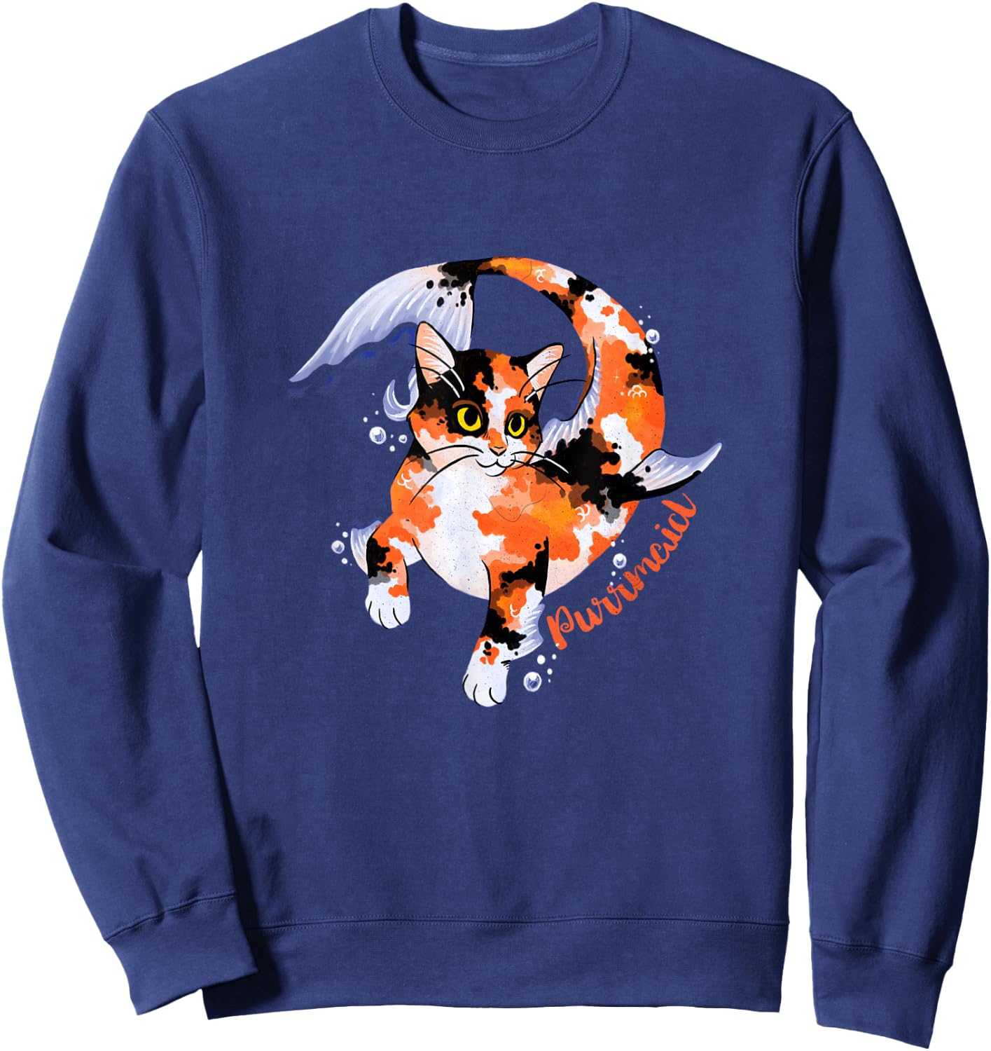 Purrmaid | Funny Mermaid Cat, Mermaiding Kitty Sweatshirt - Sweatshirt | Navy