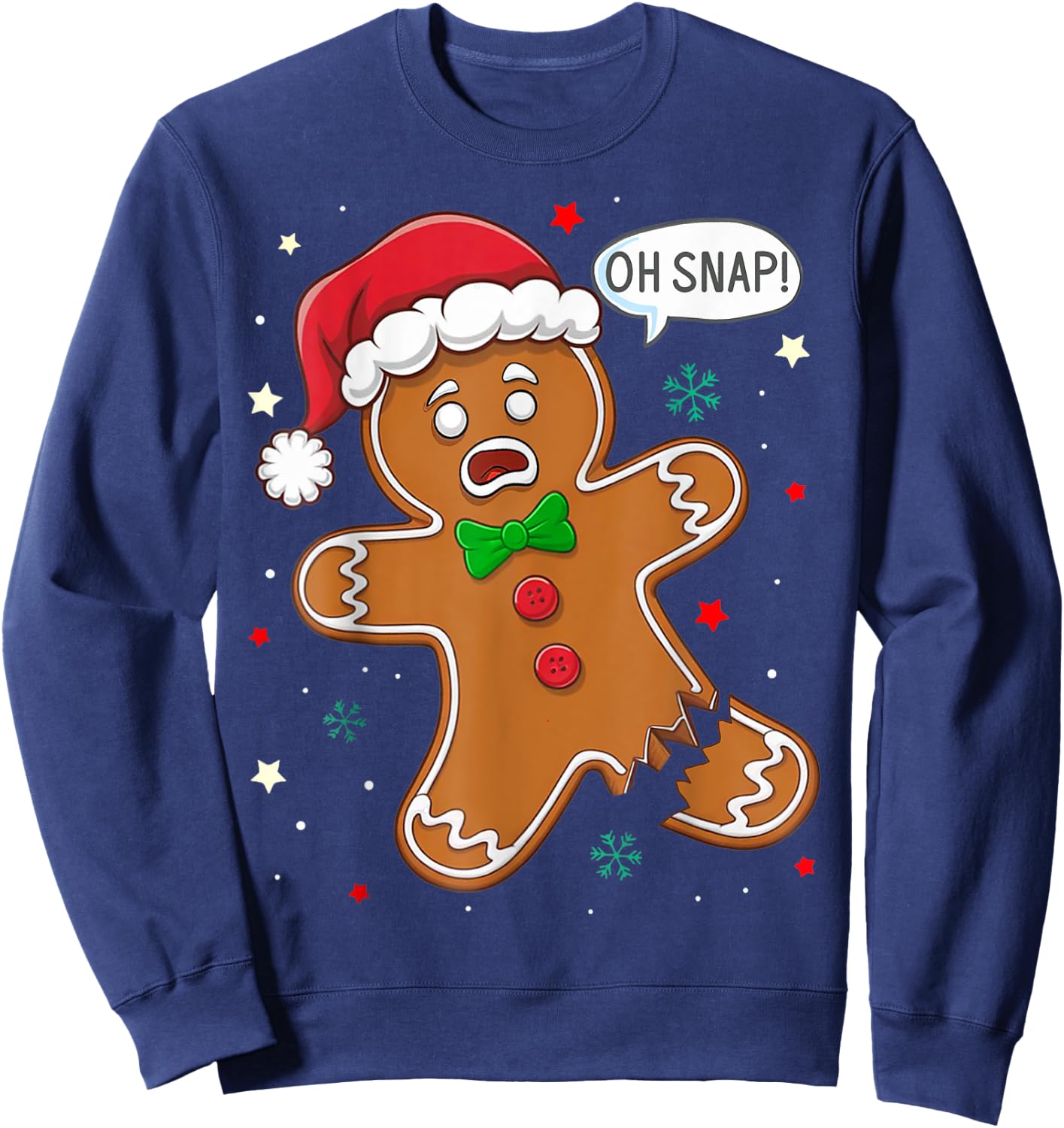 Christmas Gingerbread Man Oh Snap Funny Sweatshirt - Sweatshirt | Navy