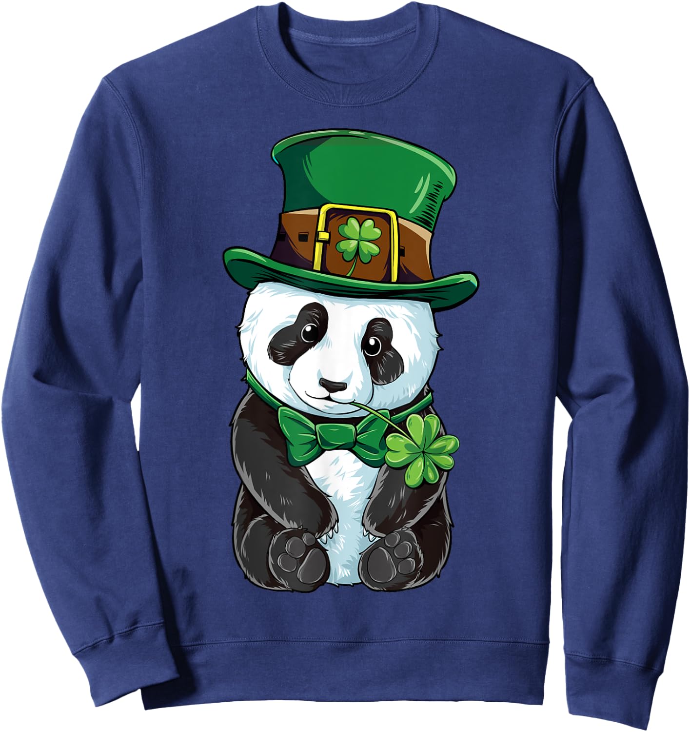 Panda Leprechaun Hat St Patricks Day Boys Girls Men Shamrock Sweatshirt - Sweatshirt | Navy