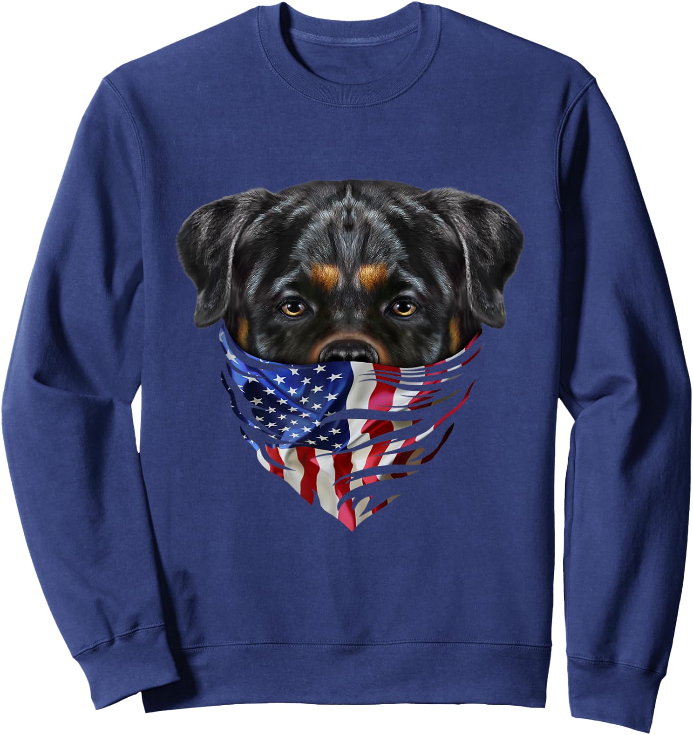 Patriotic Rottweiler Dog in Flag of USA Bandana Sweatshirt - Sweatshirt | Navy