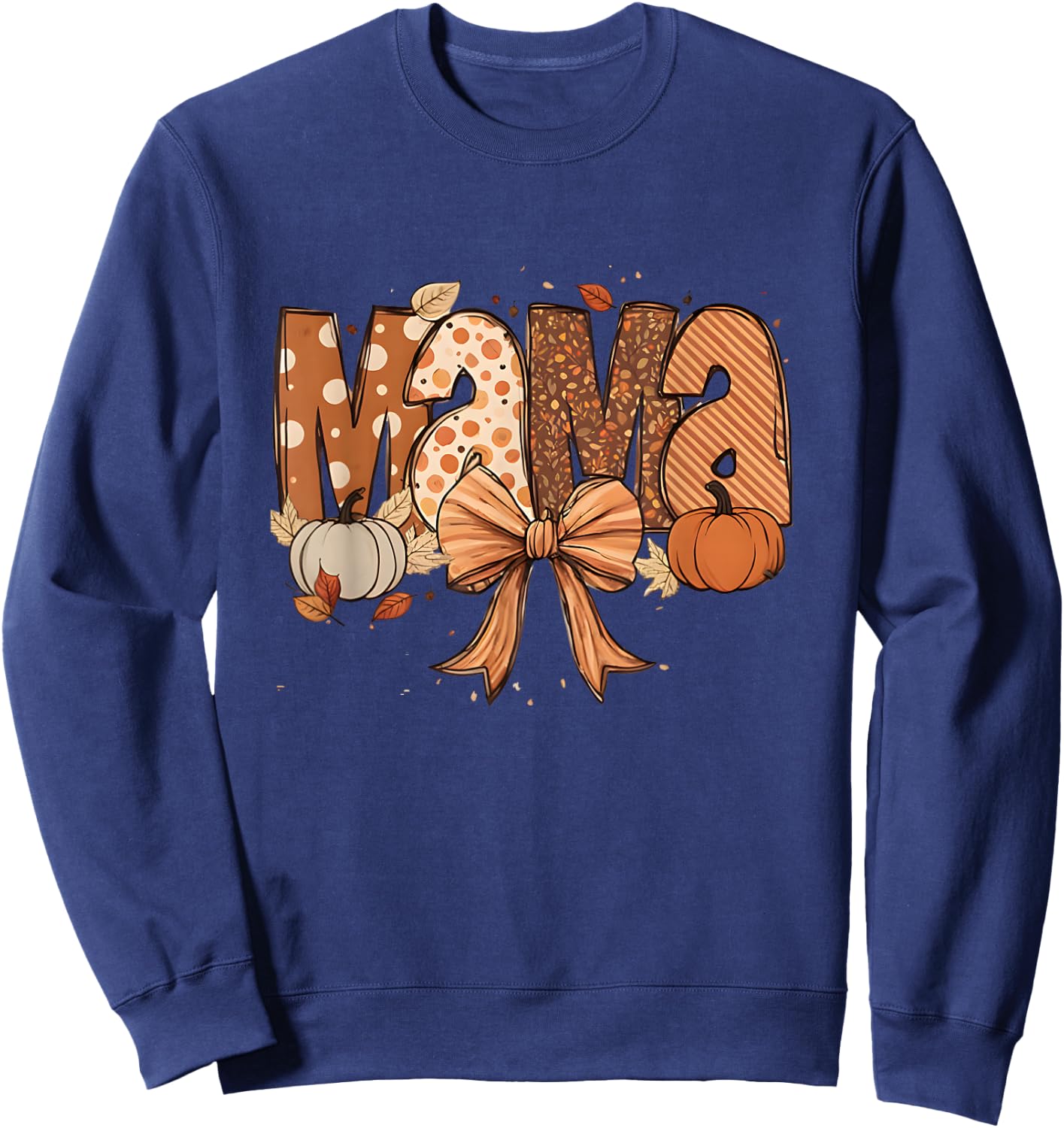 Fall Mama Autumn Coquette Pumpkin Vibes Mom Life Sweatshirt - Sweatshirt | Navy